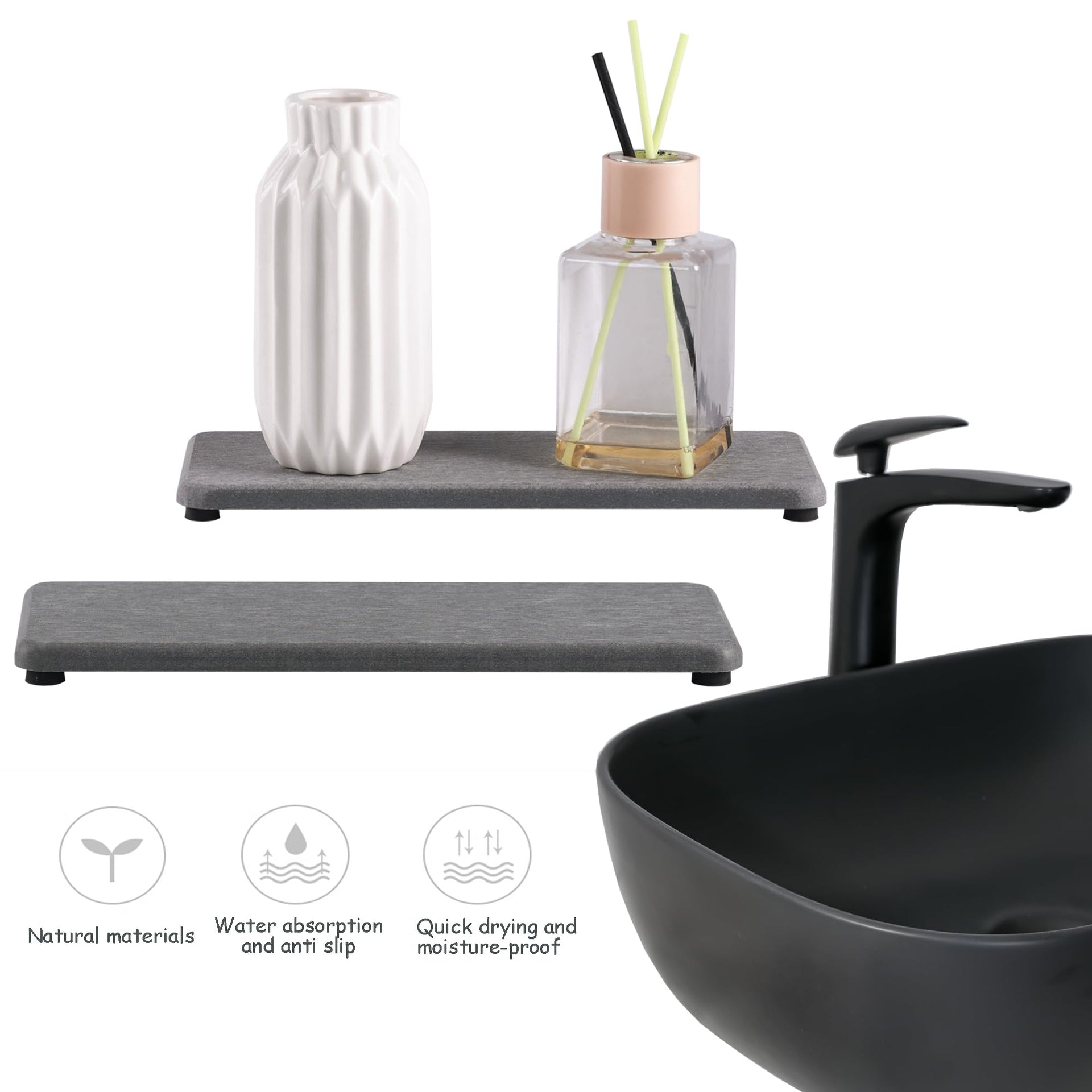 2 Pcs Sink Stone Soap Trays (2 Count)