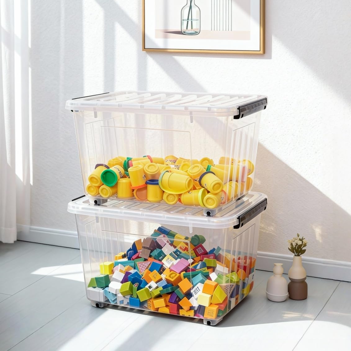 54 Quart Large Clear Plastic Storage Bins with Lids 4 (2 Count)