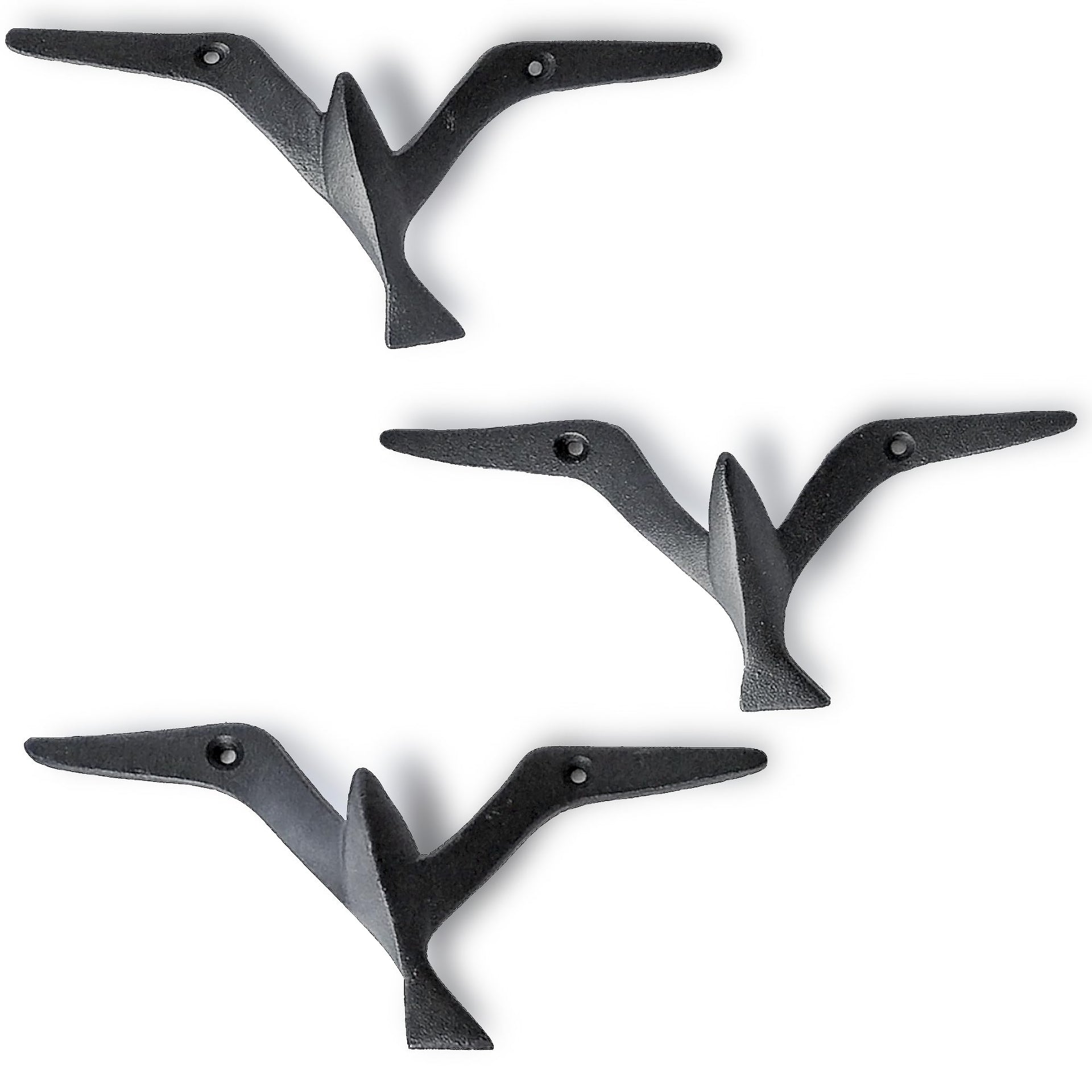 Iron Cast Decorative Gull Bird Wall Mounted Coat Hooks (3 Count)