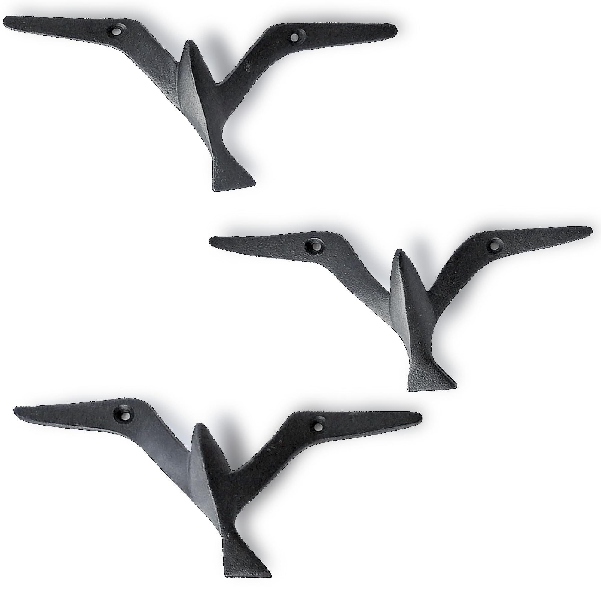 Iron Cast Decorative Gull Bird Wall Mounted Coat Hooks (3 Count)