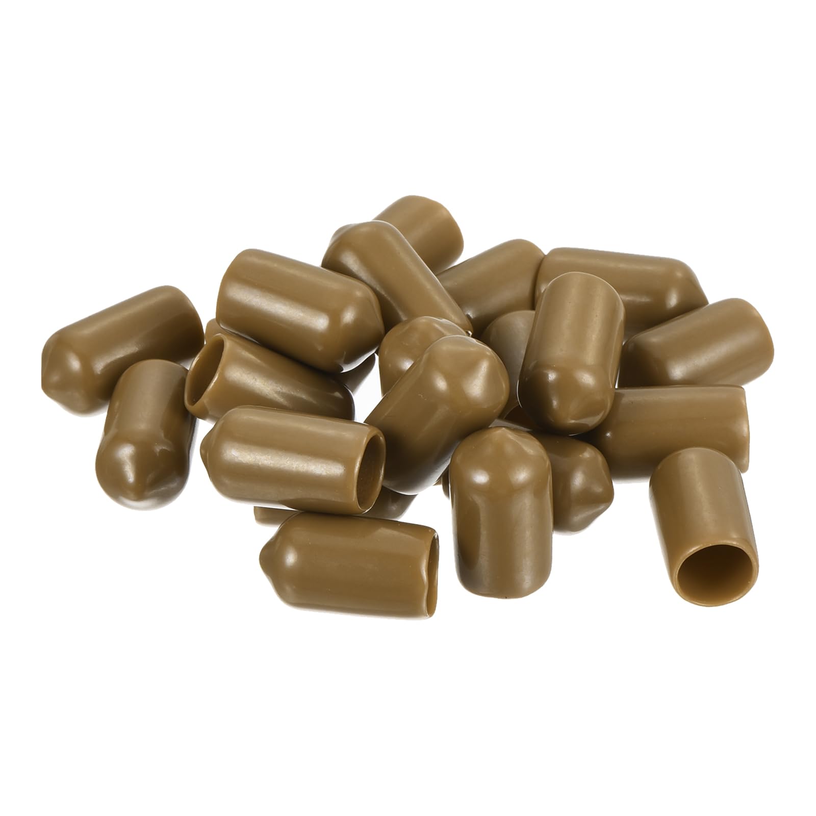 20pcs Rubber End Caps 8.5mm ID Vinyl PVC Round Tube Bolt Cap Cover Screw Thread Protectors Light Brown