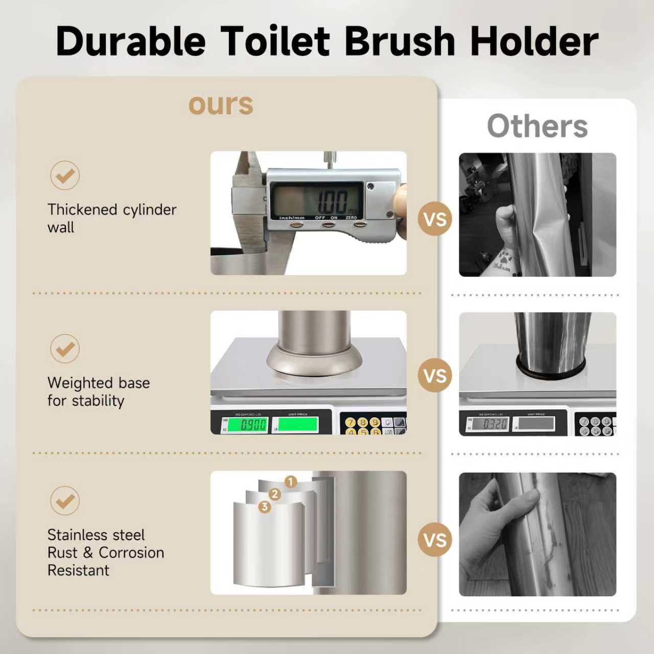 Stain Nickel Toilet Brush and Holder