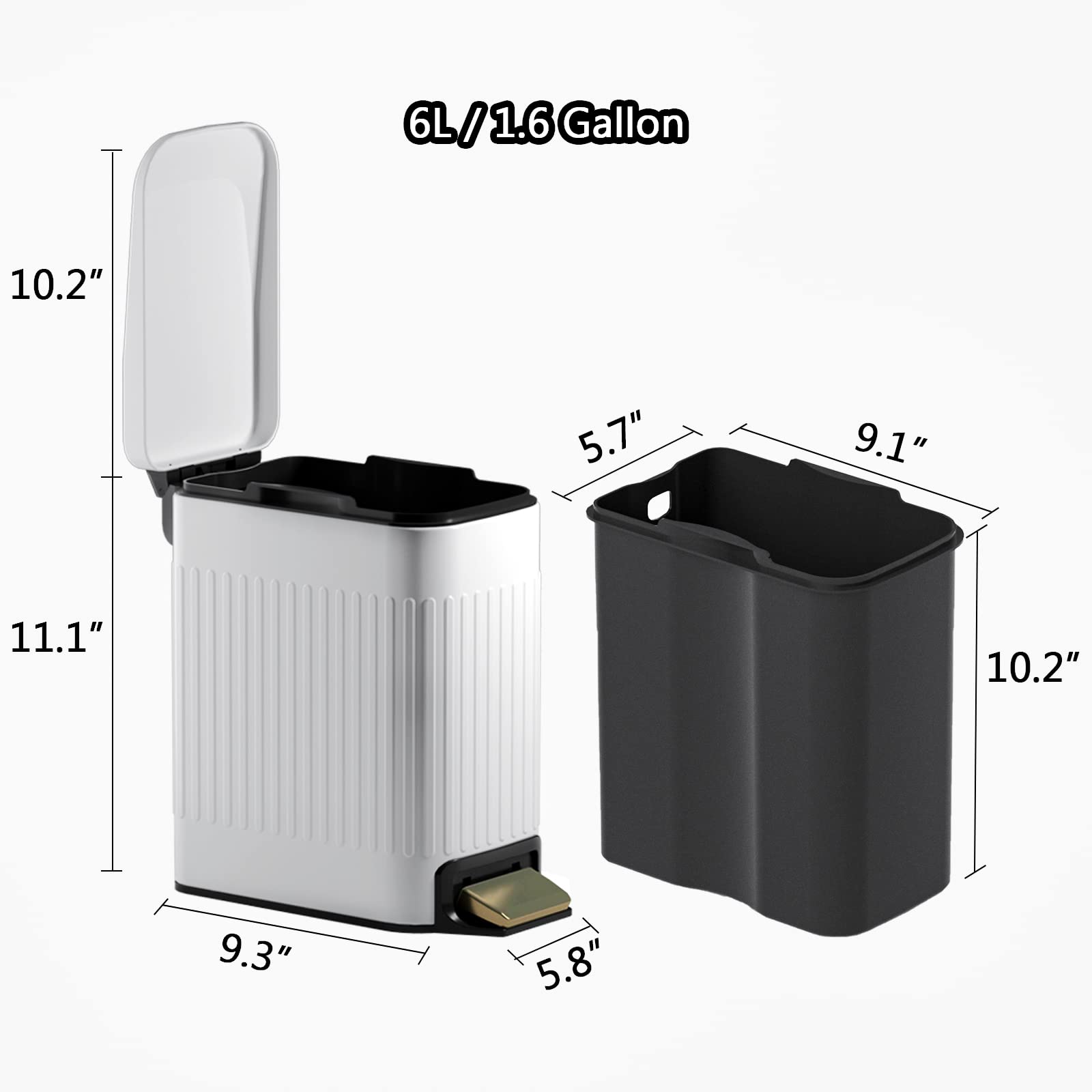 Small Bathroom Trash Can with Lid Soft Close
