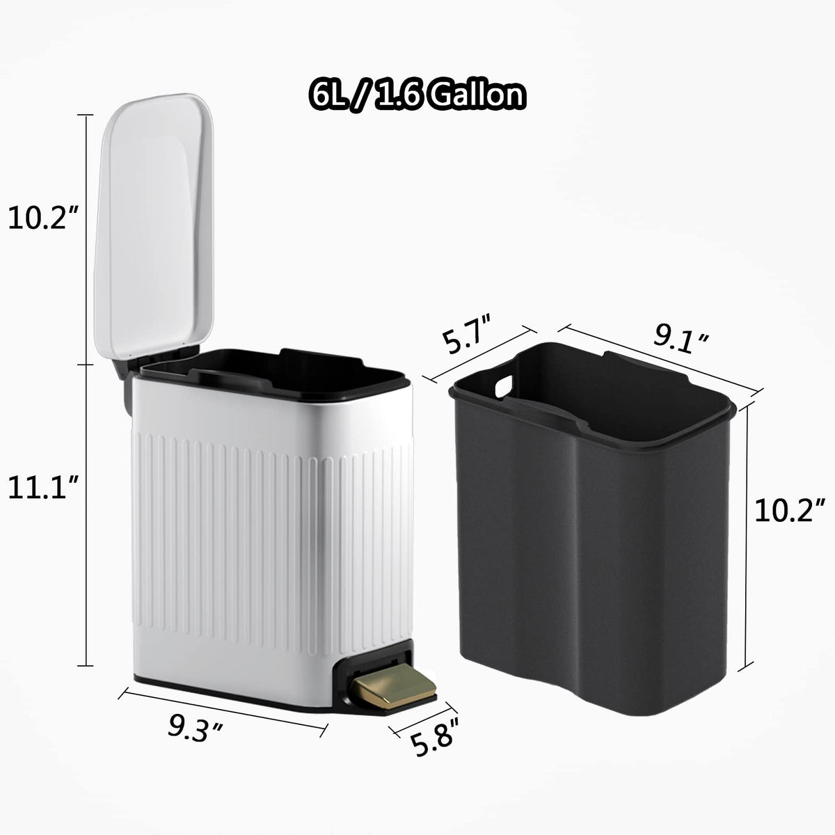 Small Bathroom Trash Can with Lid Soft Close