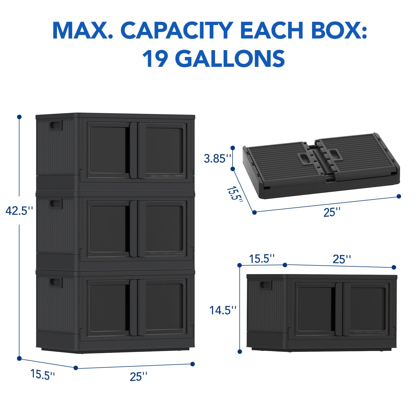228 QT Stackable Plastic Storage Bins With Lids (3 Count)