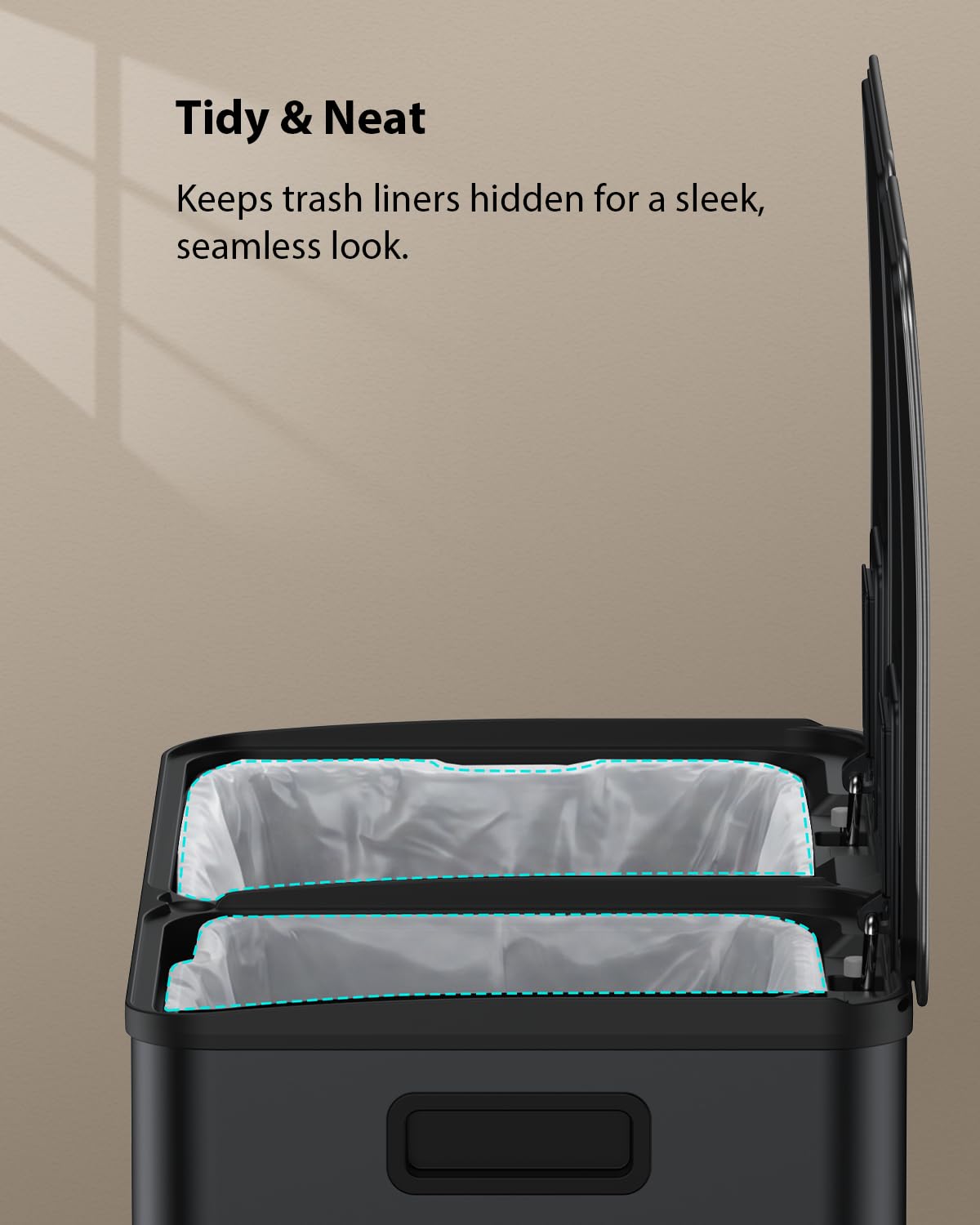 Dual Trash and Recycling Bins for Kitchen (2 Count)