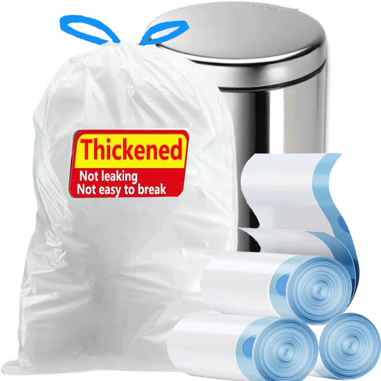 15 Gallon white drawstring trash bags (60 Count)