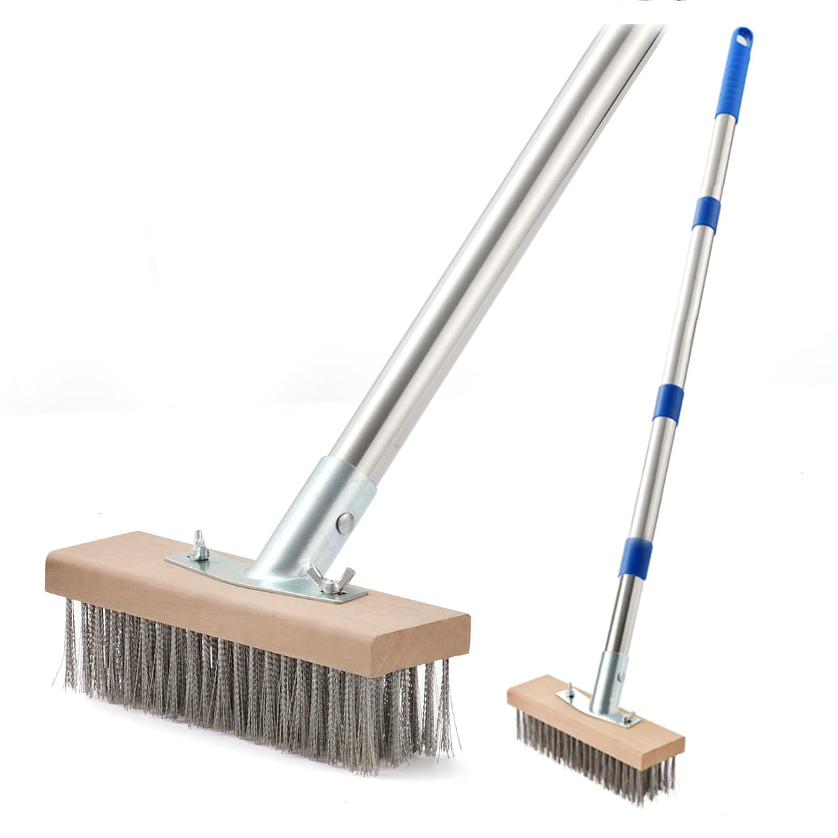 Stainless Steel Wire Scrub Brush with Long Handle