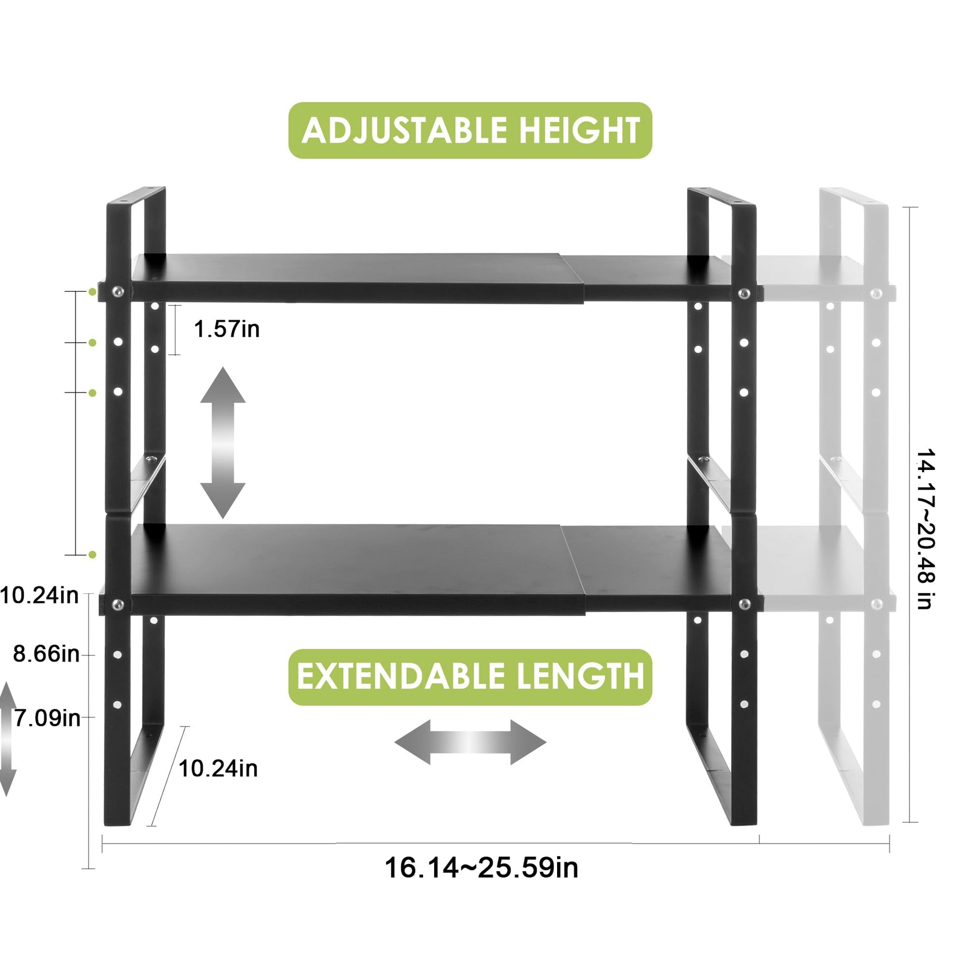 Expandable Cabinet Shelf Organizer Rack (2 Count)