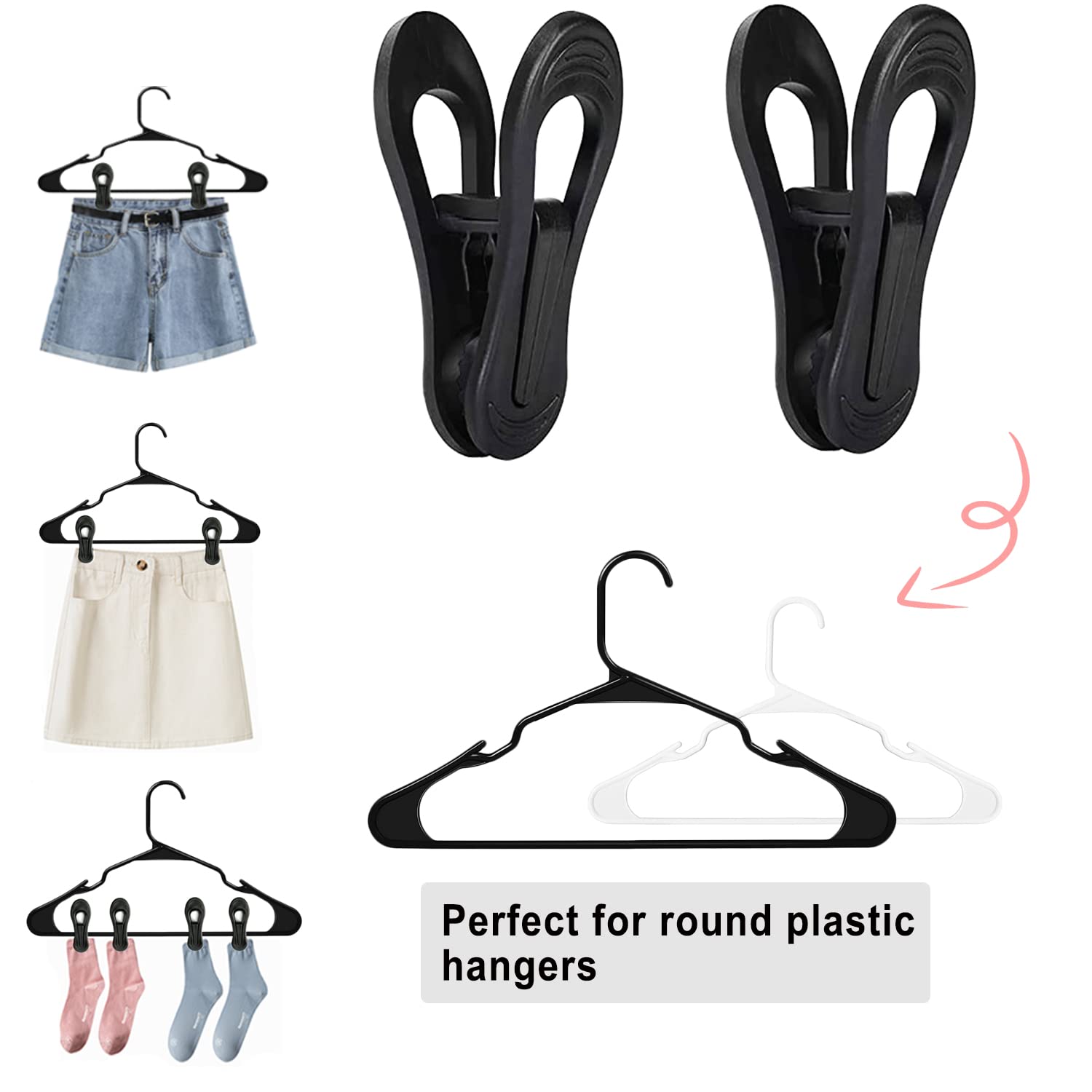 Black Hanger Clips 60 PCS