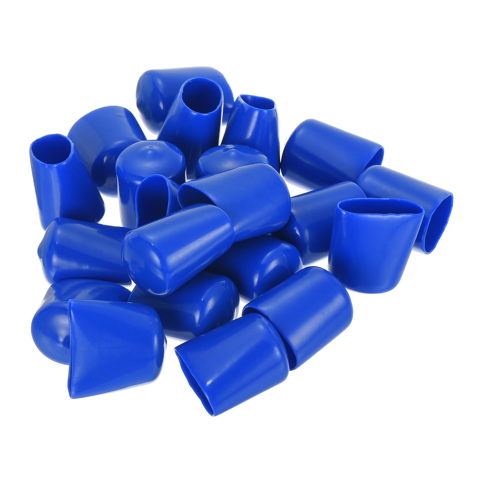 20pcs Rubber End Caps 20mm ID Vinyl Round Tube Bolt Cap Cover Screw Thread Protectors Blue