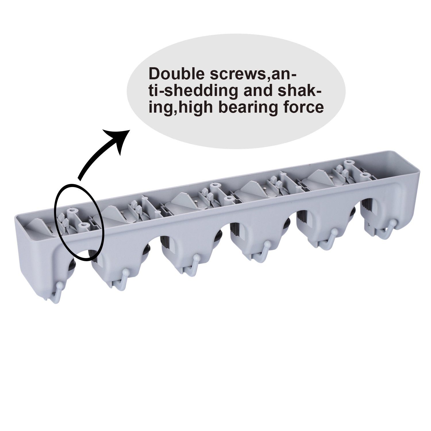 Mop and Broom Holder Wall Mounted 5 Position Storage Rack with 6 Retractable Hooks Holds up to 11 Tools Utility Weatherproof Holder for Garage Storage Systems Broom Organizer
