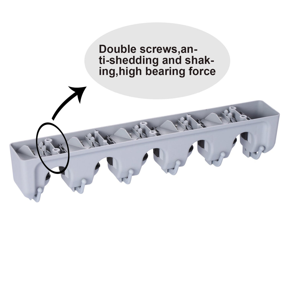 Mop and Broom Holder Wall Mounted 5 Position Storage Rack with 6 Retractable Hooks Holds up to 11 Tools Utility Weatherproof Holder for Garage Storage Systems Broom Organizer