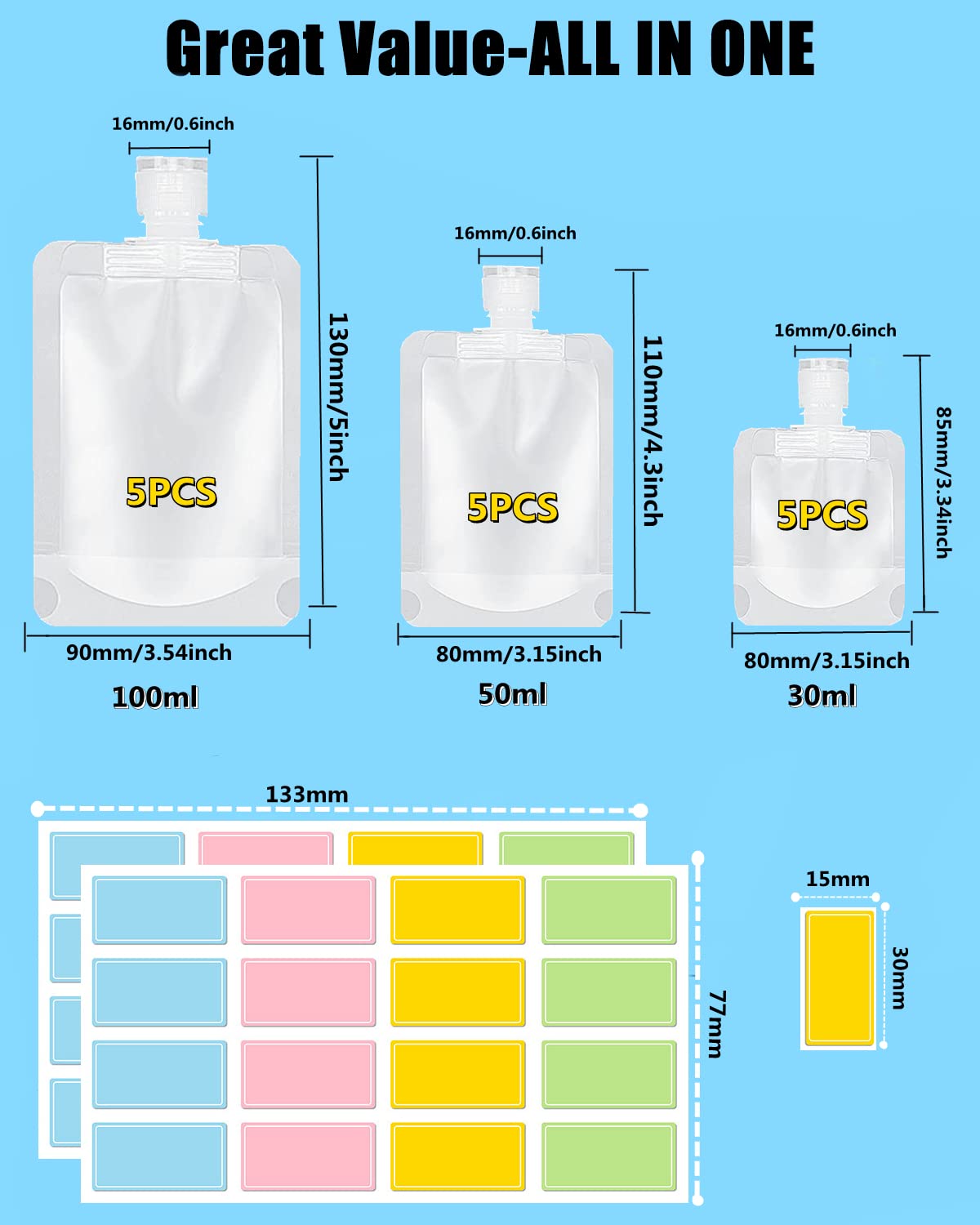 17 Pack Travel Pouches for Toiletries (9 Count)