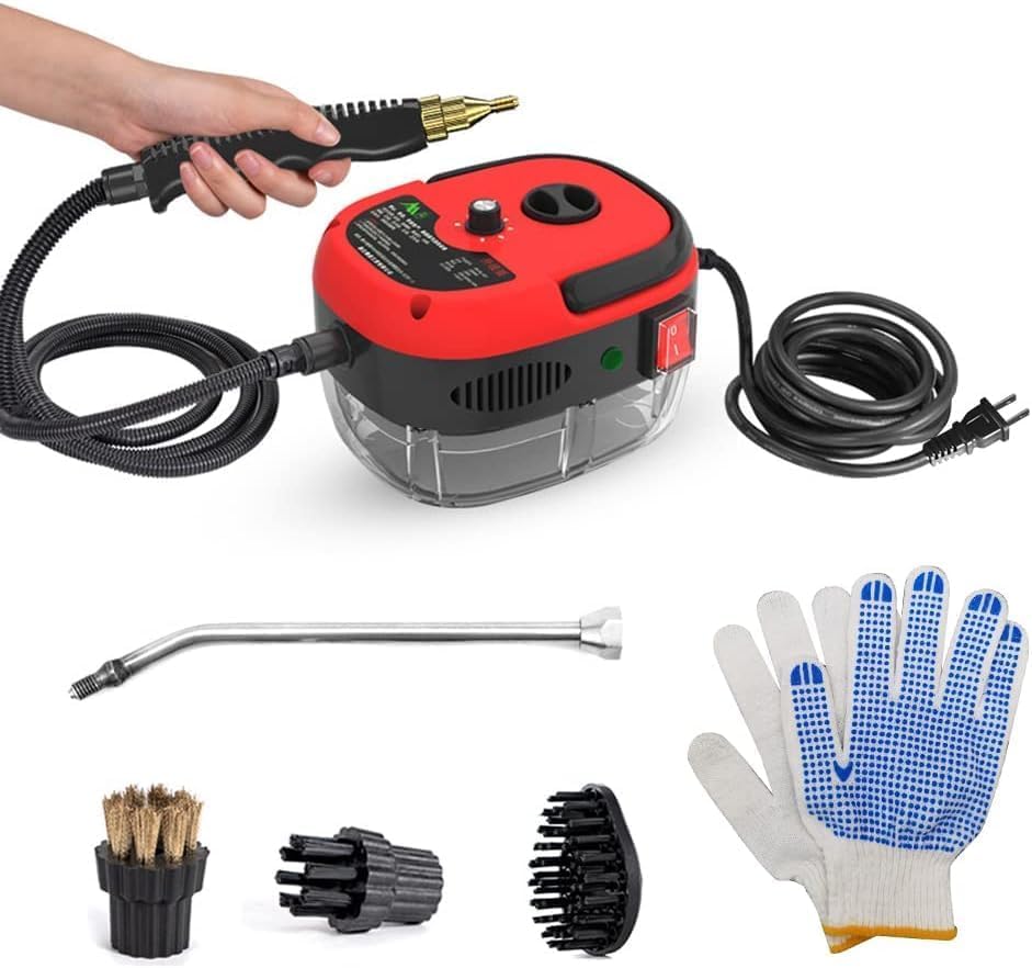 Handheld Steam Cleaner Pressurized with Brush Heads and Gloves (7 Count)