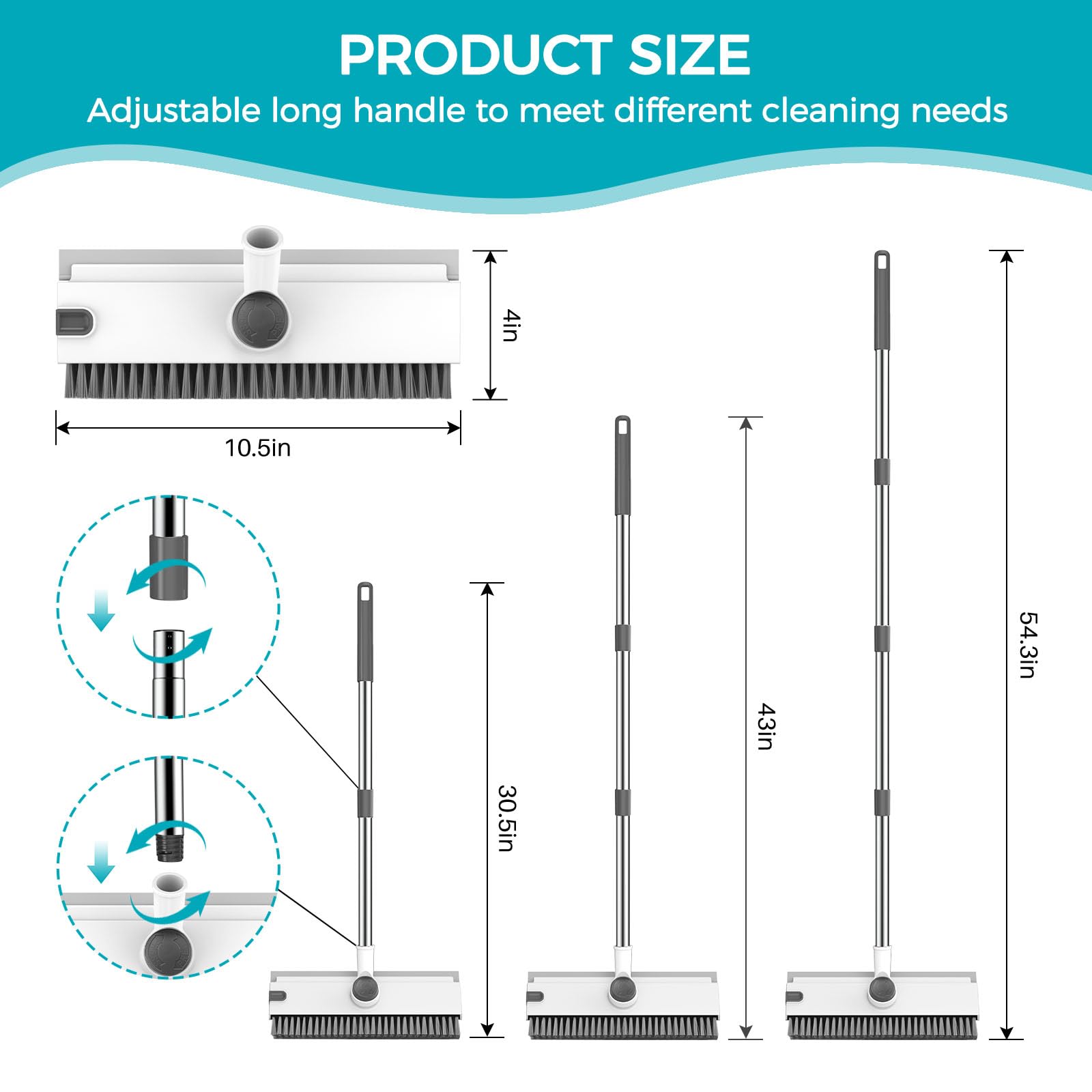 Floor Scrub Brush with 54in Adjustable Long Handle