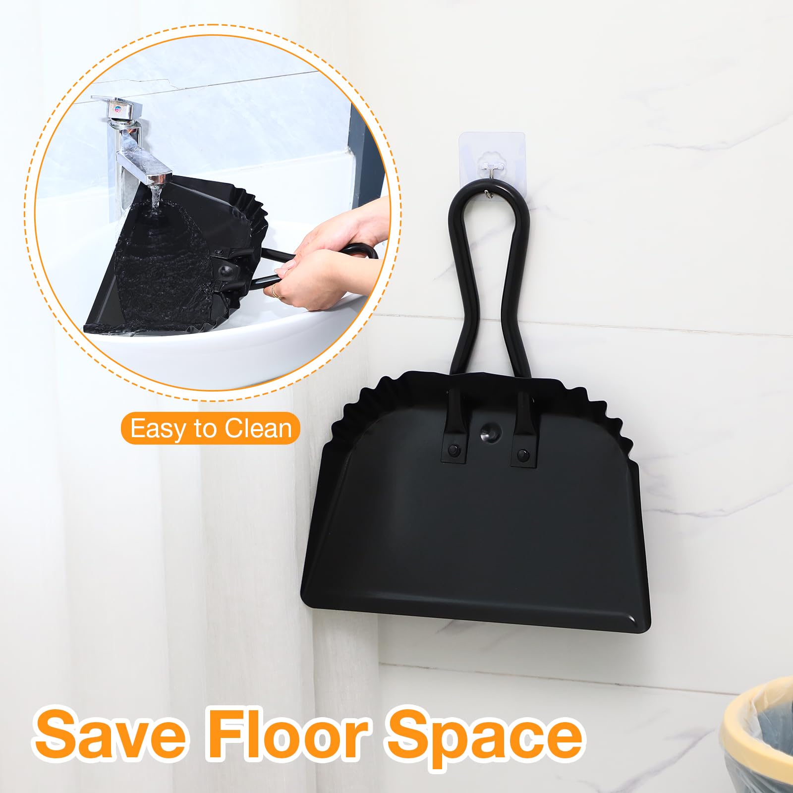 4 Pack 12 inch Heavy Duty Metal Dustpan Large Wide Dust Pans for Household Handheld Wide Scooper and Debris Cleaning Tool Ideal for Home and Commercial Use (4 Count)