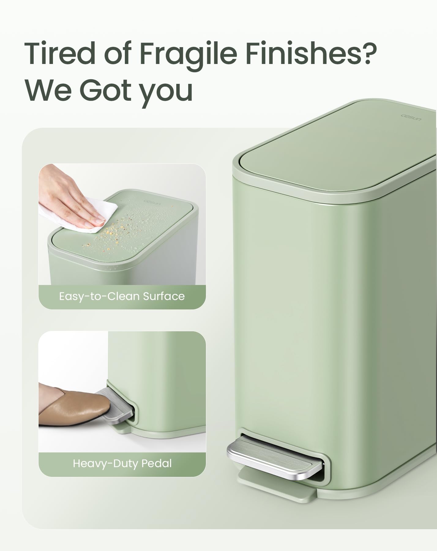 Small Bathroom Trash Can with Lid Soft Close & Pedal