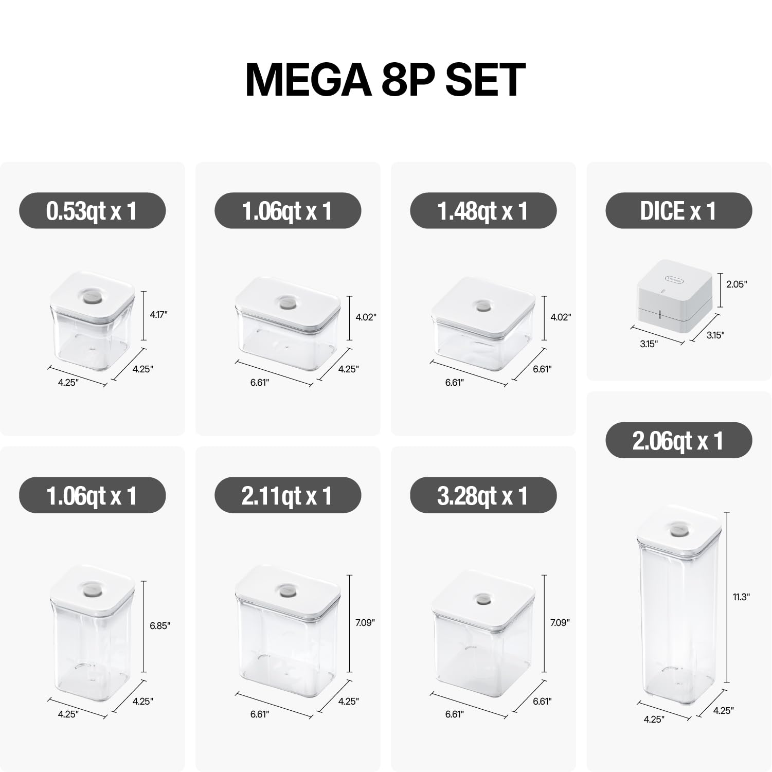Premium Airtight Food Storage Containers Mega 8P