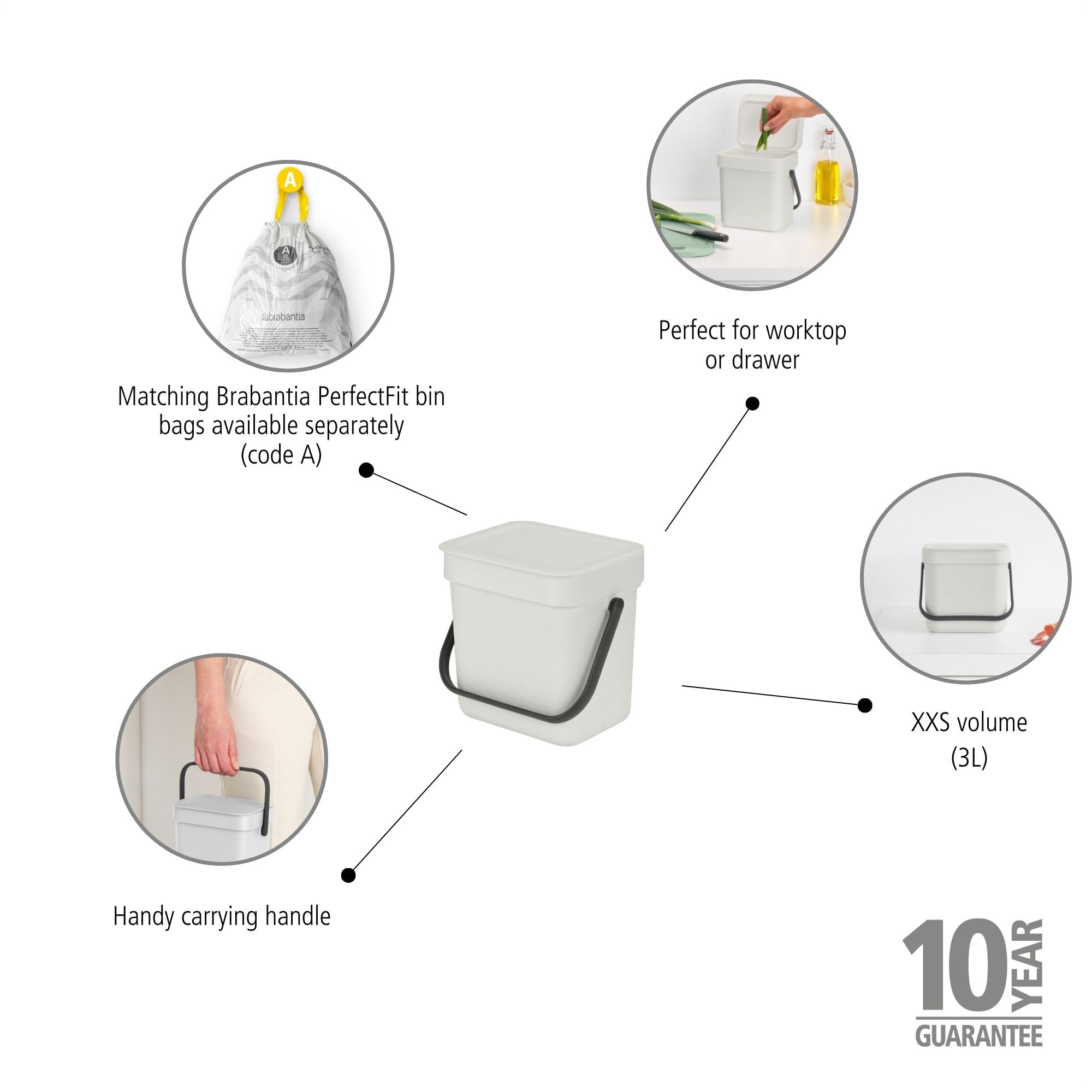 Sort & Go Kitchen Countertop Food Scraps Compost Bin