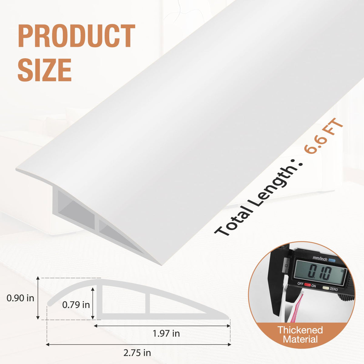 Floor Transition Strip Self Adhesive Vinyl Door Threshold Strip (6.6 Foot)