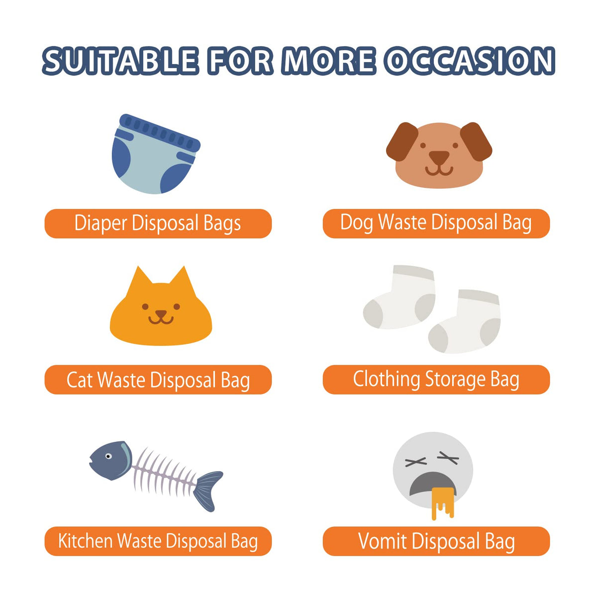 Odor Sealing Disposable Diaper Bags XS (300 Count)