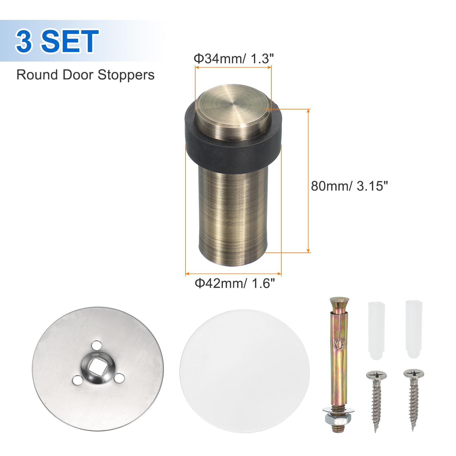3Set Round Door Stoppers