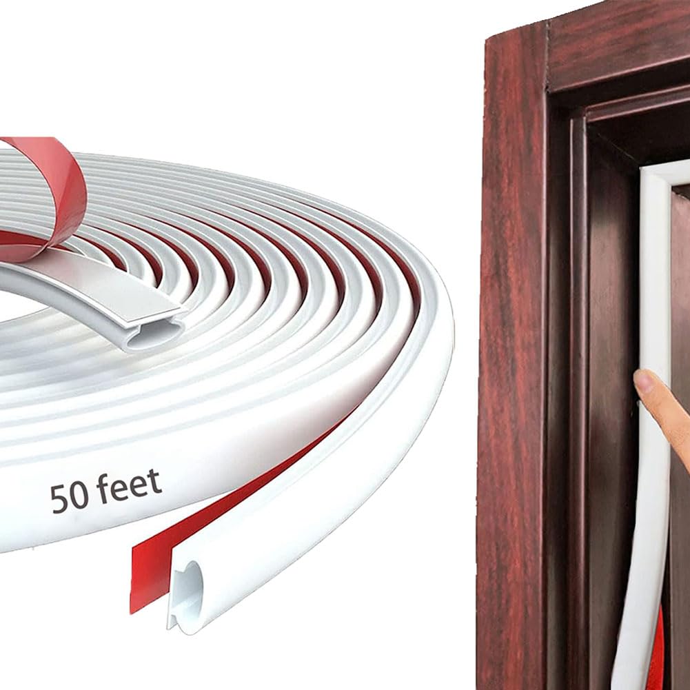 White Rubber Weather Stripping Door Seal Strip (50 Foot)