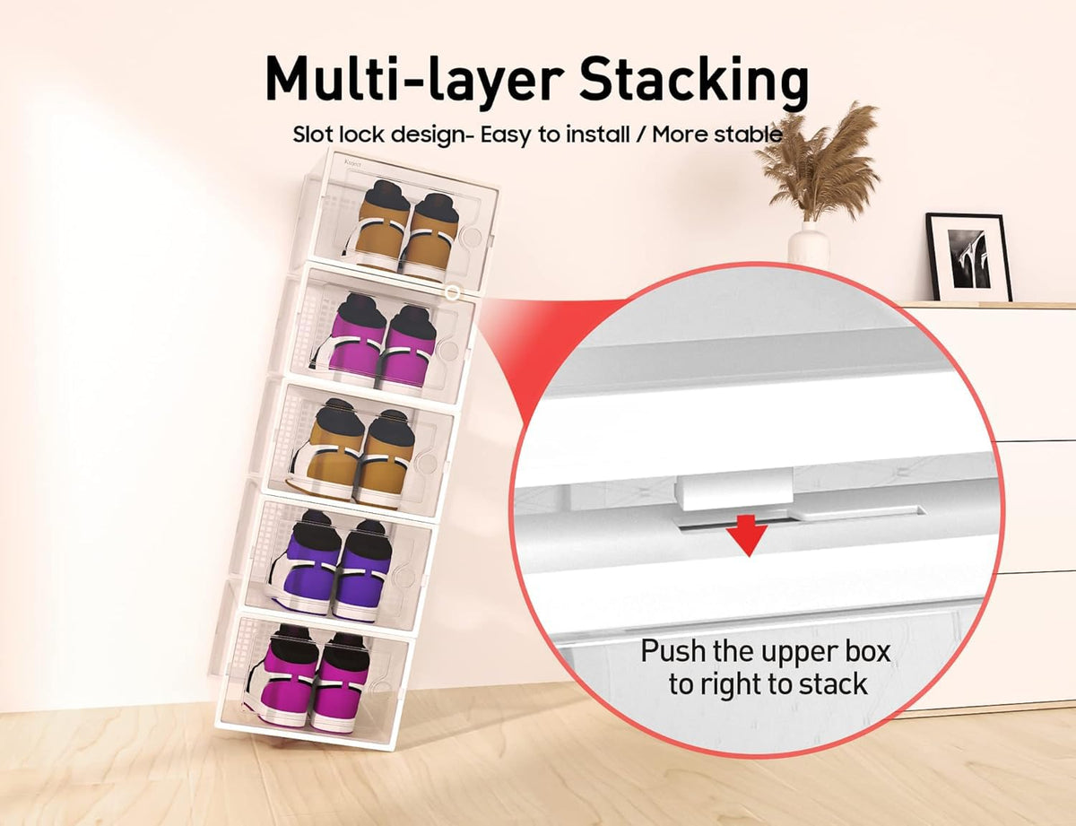 XX Large Shoe Storage Boxes Organizers Clear Plastic Stackable 12 Pack (12 Count)
