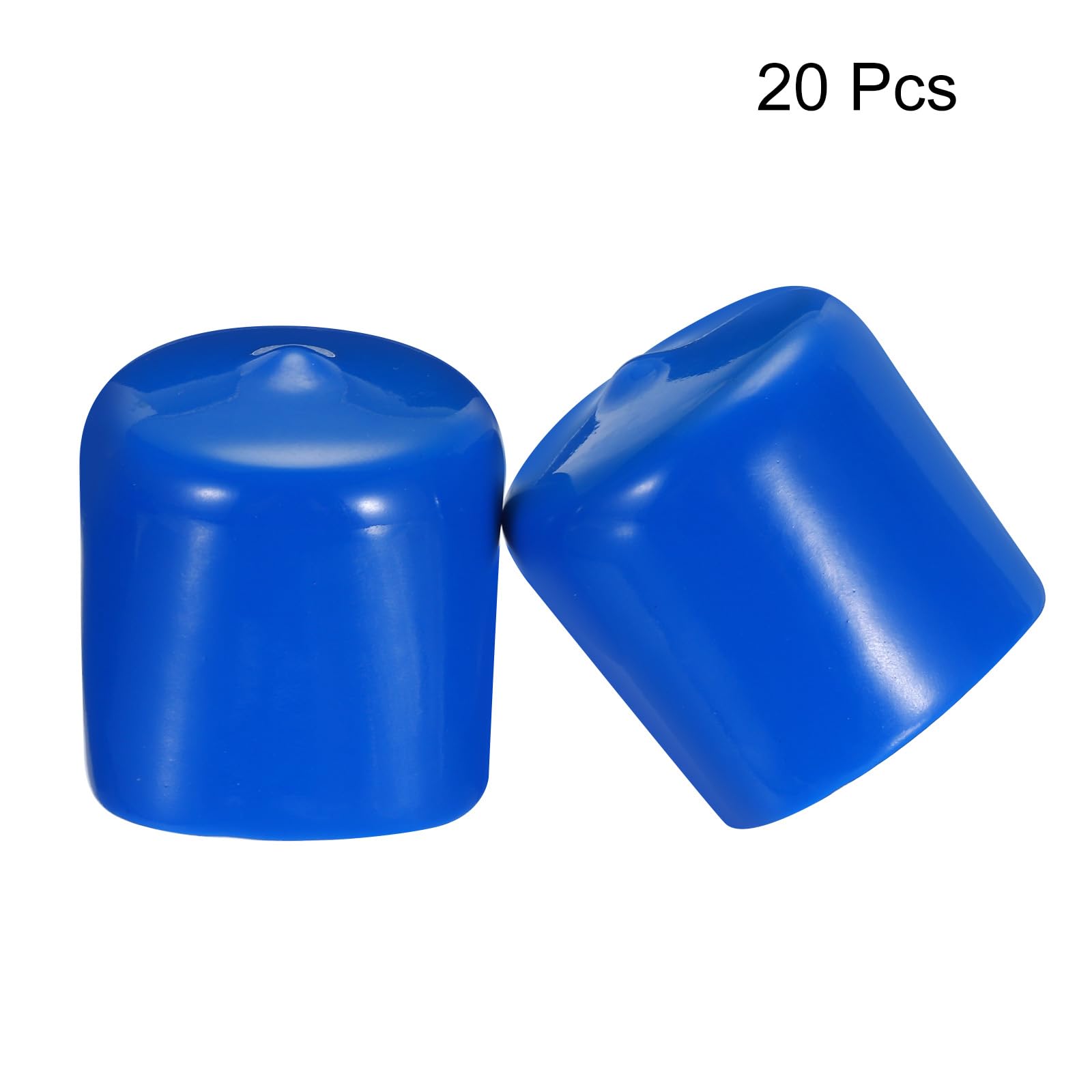 20pcs Rubber End Caps 34mm ID Vinyl PVC Round Tube Bolt Cap Cover Screw Thread Protectors Blue