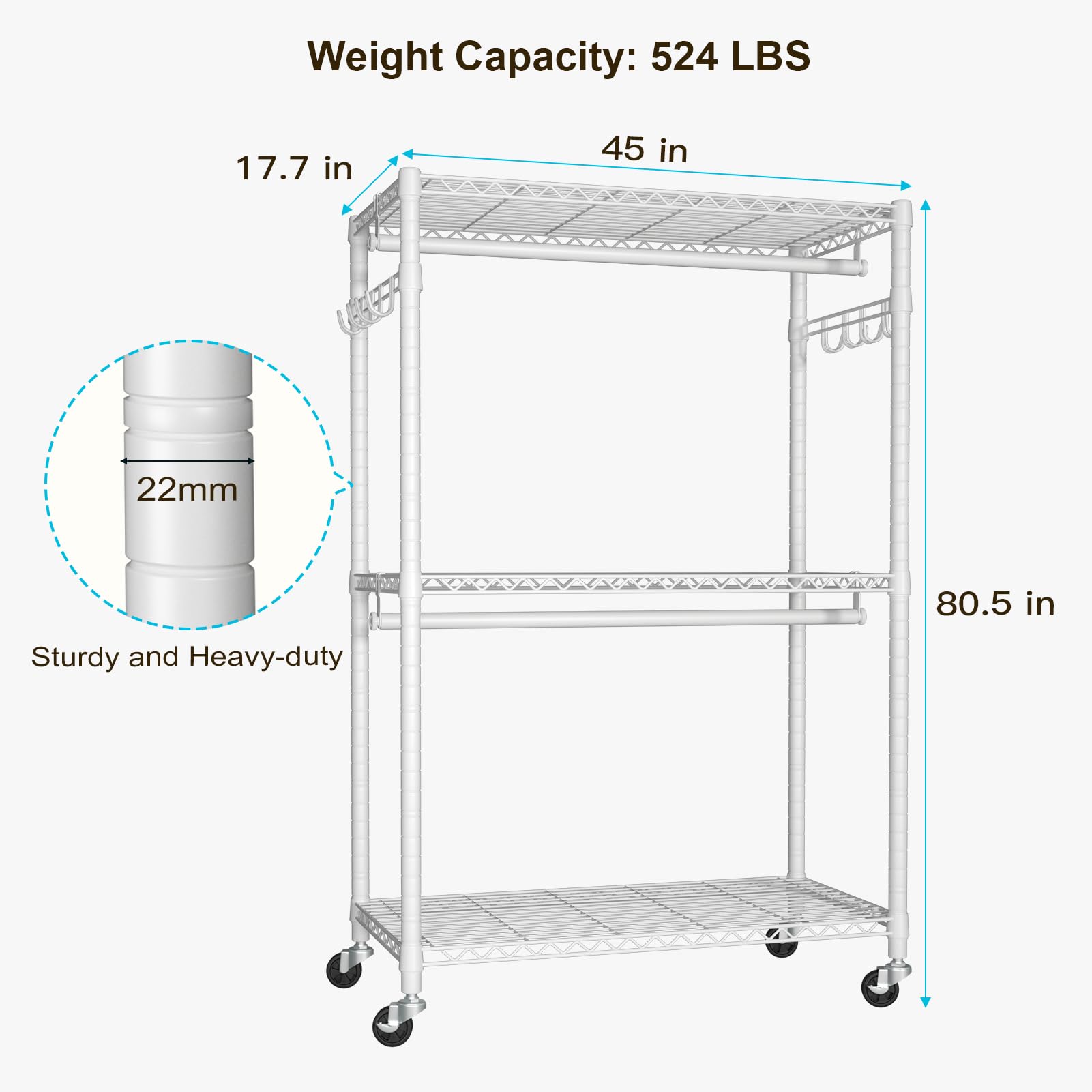 P1 Plus Rolling Clothes Rack