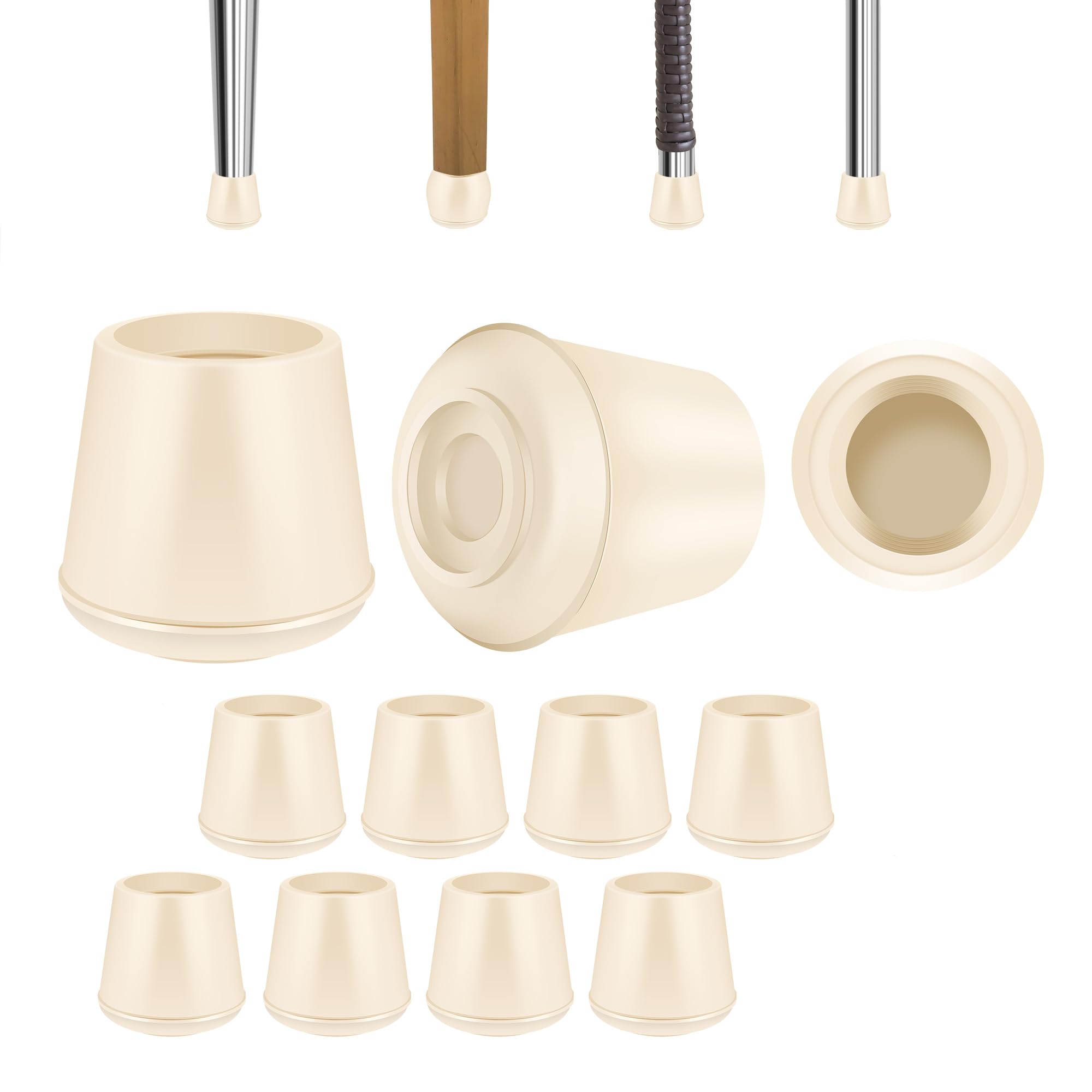 1-1/8" Round Rubber Chair Leg Tips Caps, 8 Pack Chair Leg Floor Protectors (8 Count)