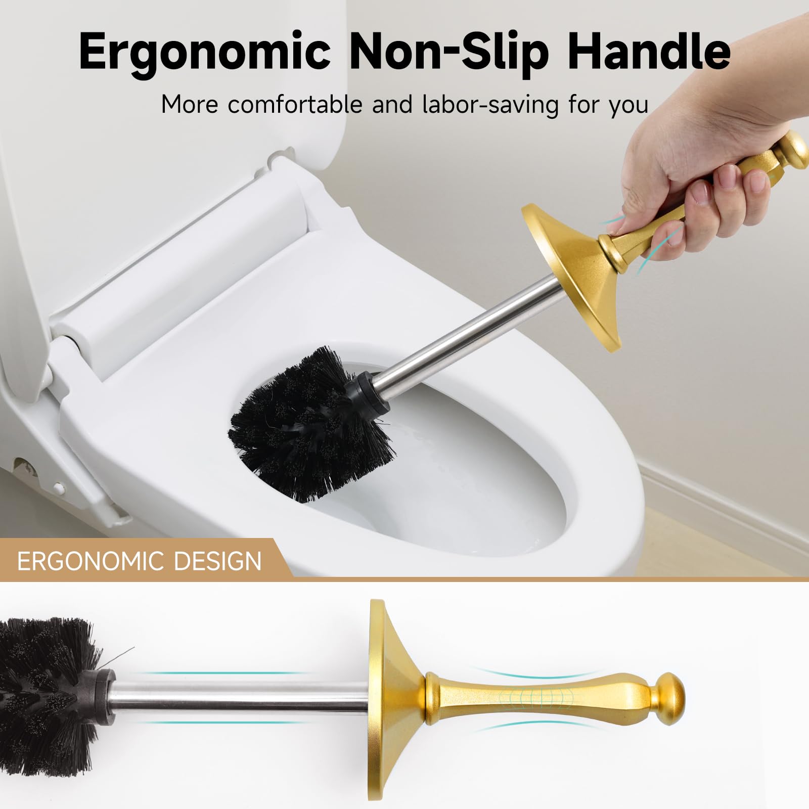 Brass Toilet Brush and Holder (35 Ounce)