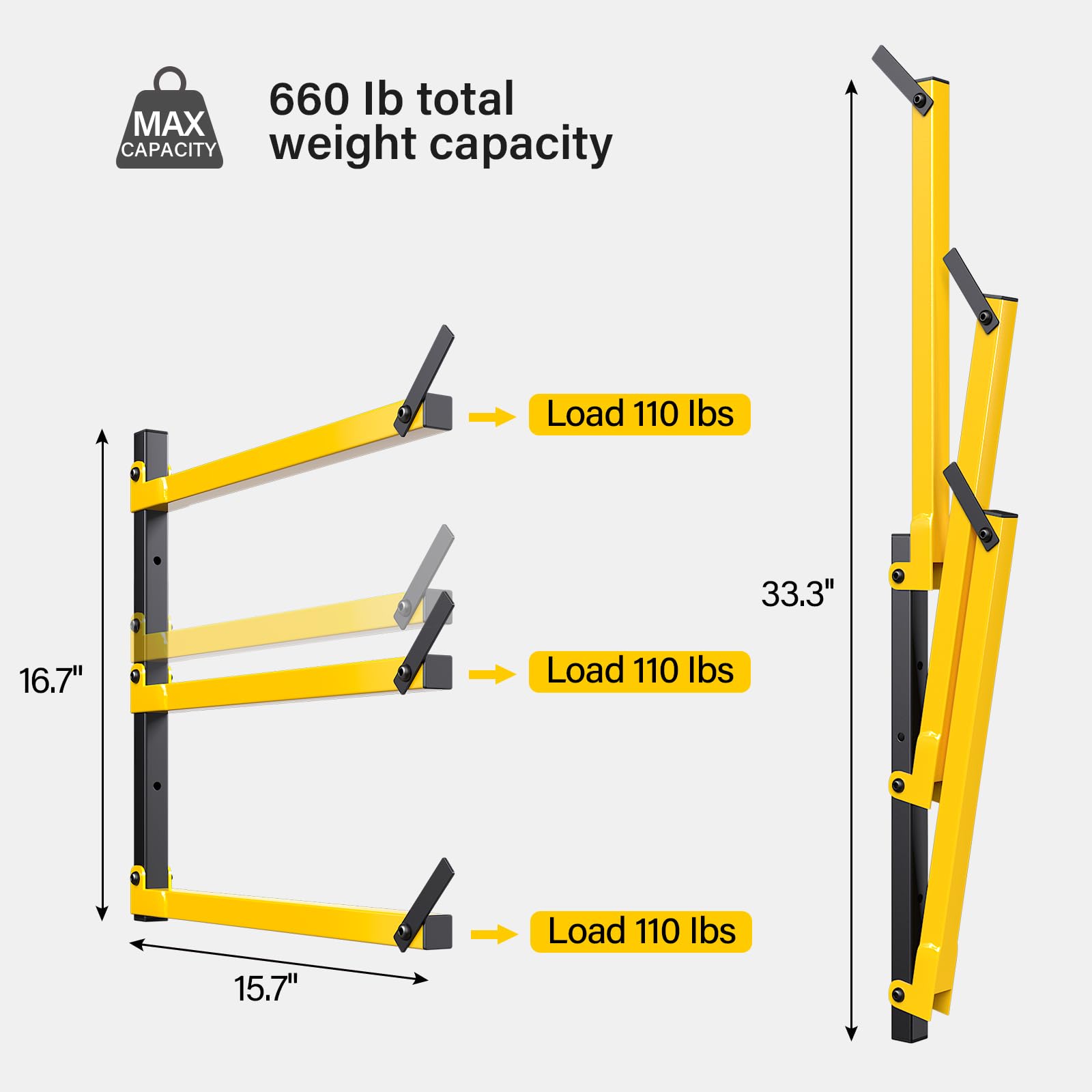 Lumber Storage Rack Folding Wood Storage Racks Wall (4 Count)
