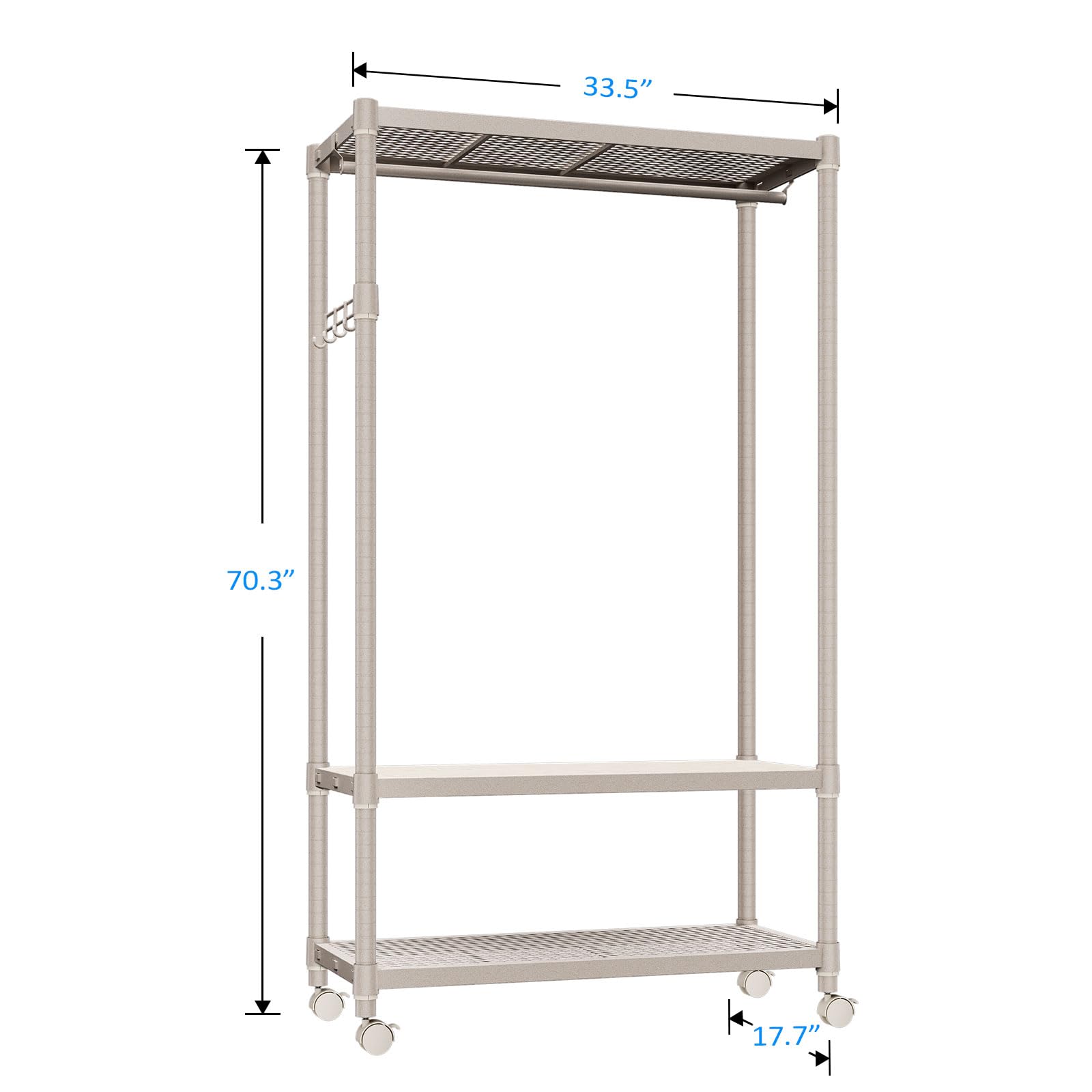 Heavy Duty Rolling Garment Rack Wire Clothes Rack for Hanging Clothes