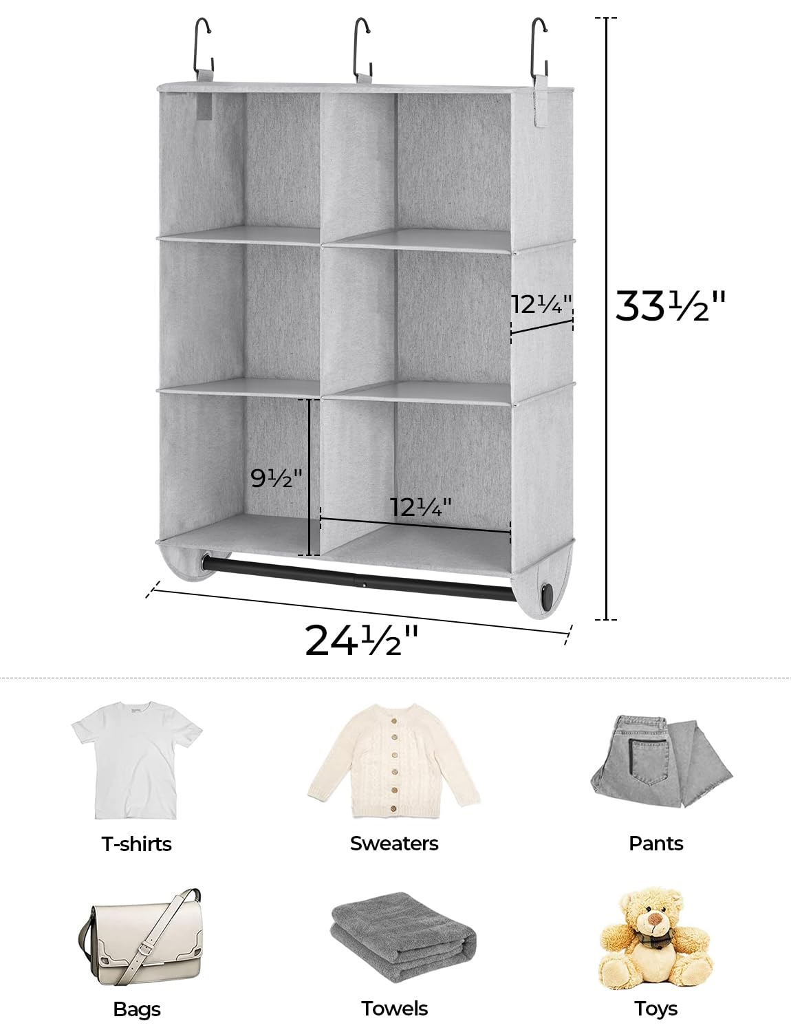 Hanging Closet Organizer with Rod (6 Count)