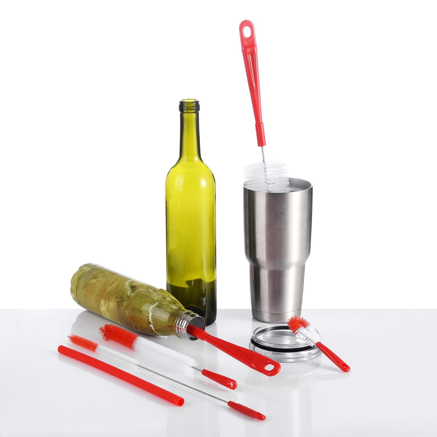 8 Pack Red Bottle Brush Cleaner Set (8 Count) - ModHome Supplies