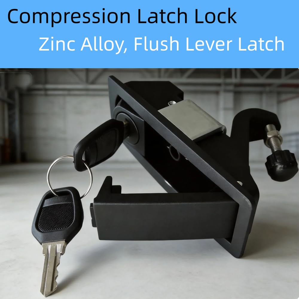 2PCS Compression Latch Lock Powder Coated Zinc Alloy Adjustable Lever Hand Operated Flush Lever Marine Applicable Door Thickness