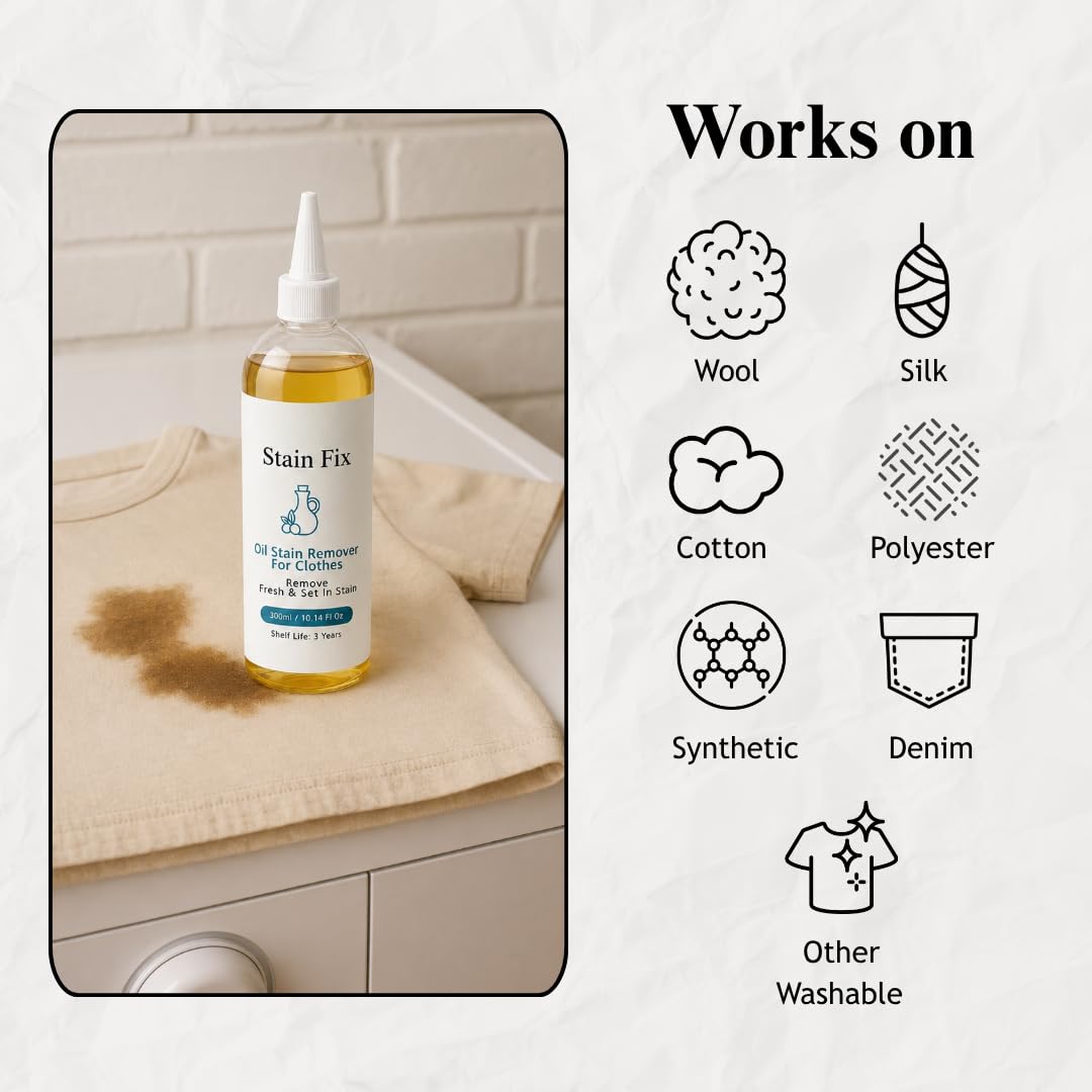 Oil & Grease Stain Remover for Clothes (10.14 Fl Oz)