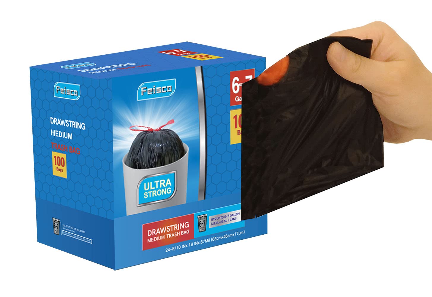 6 7 Gallon Black Trash Bag (100 Count)