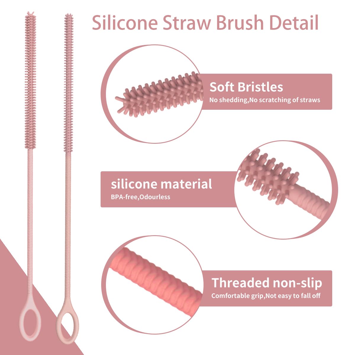4PCS Silicone Straw Cleaner Brush