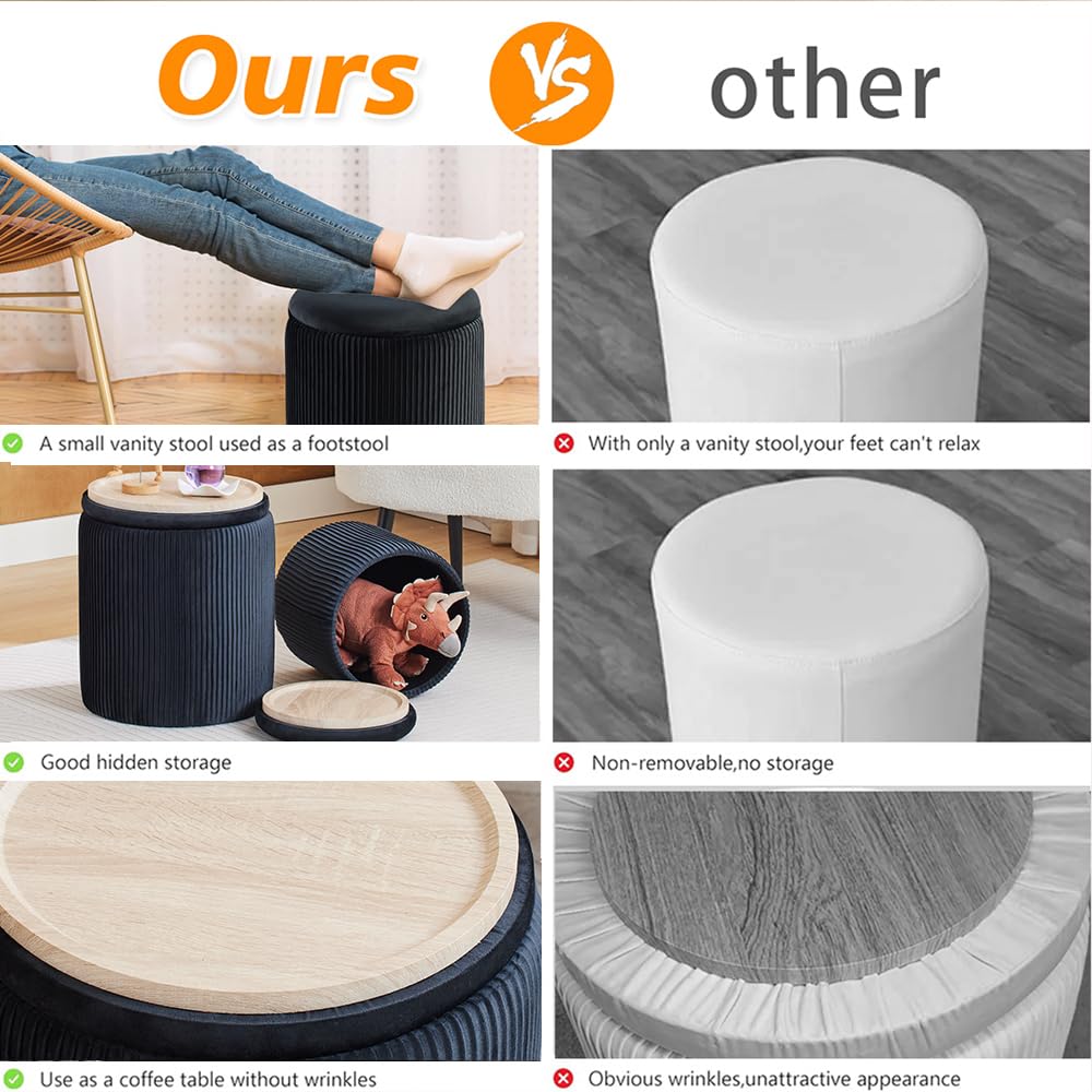 Round Ottoman with Storage Set of 2
