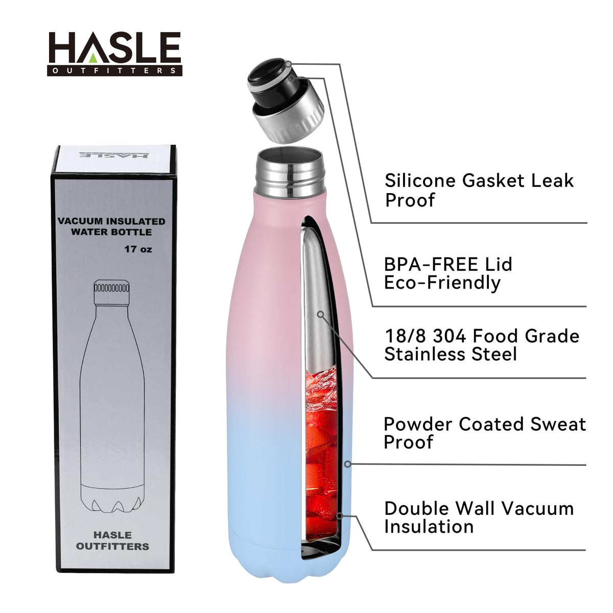 17oz Stainless Steel Water Bottles