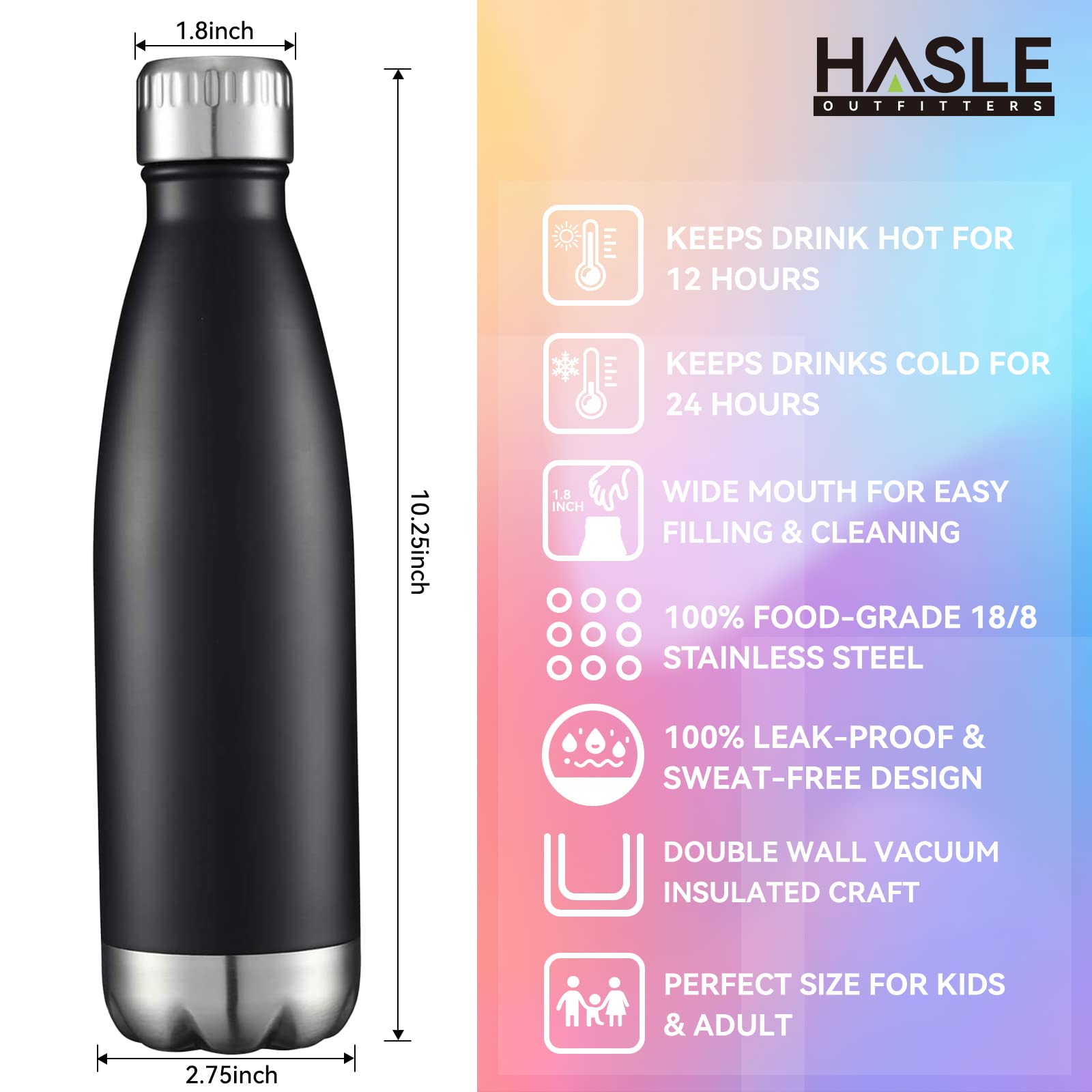 17oz Stainless Steel Water Bottles