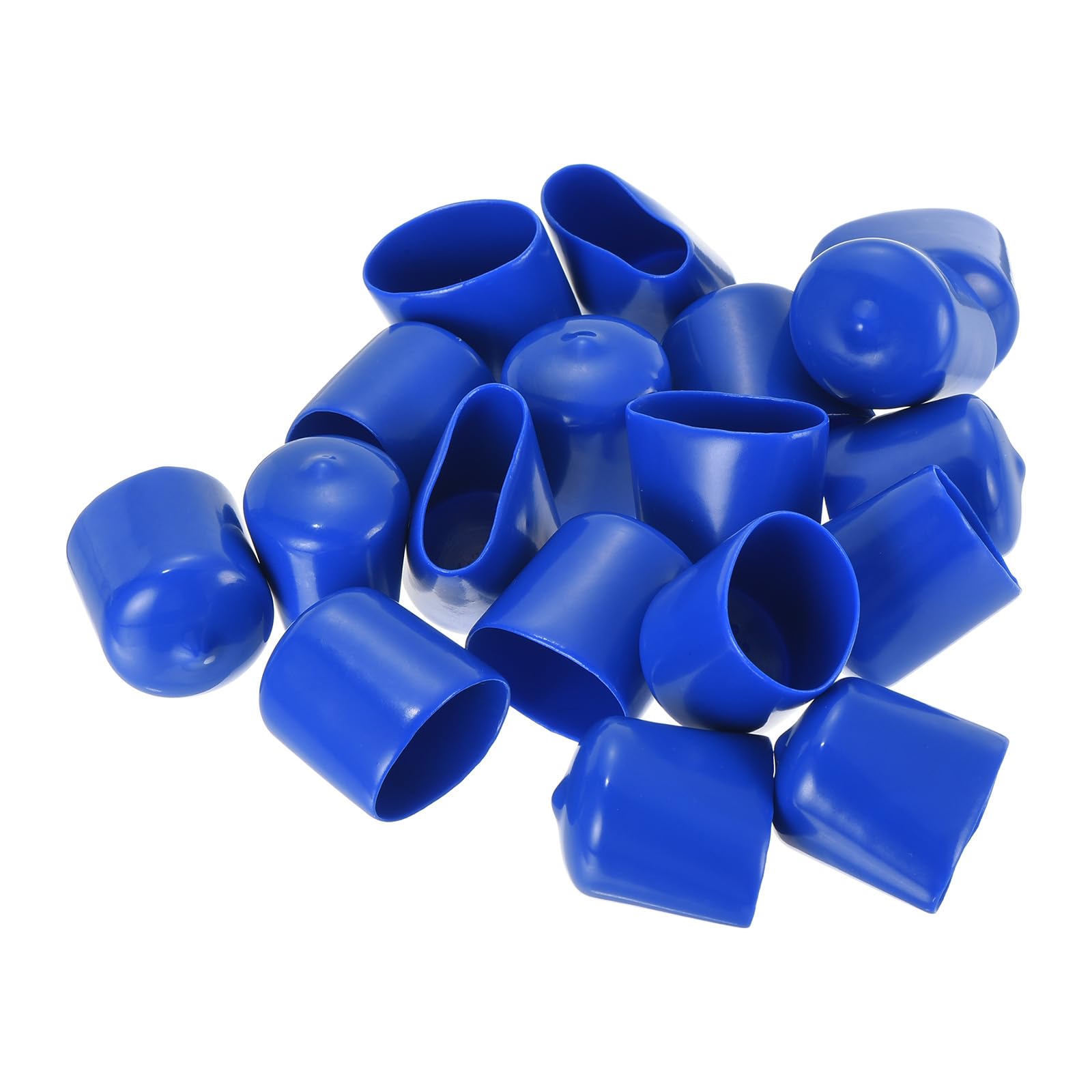 20pcs Rubber End Caps 23mm ID Vinyl Round Tube Bolt Cap Cover Screw Thread Protectors Blue