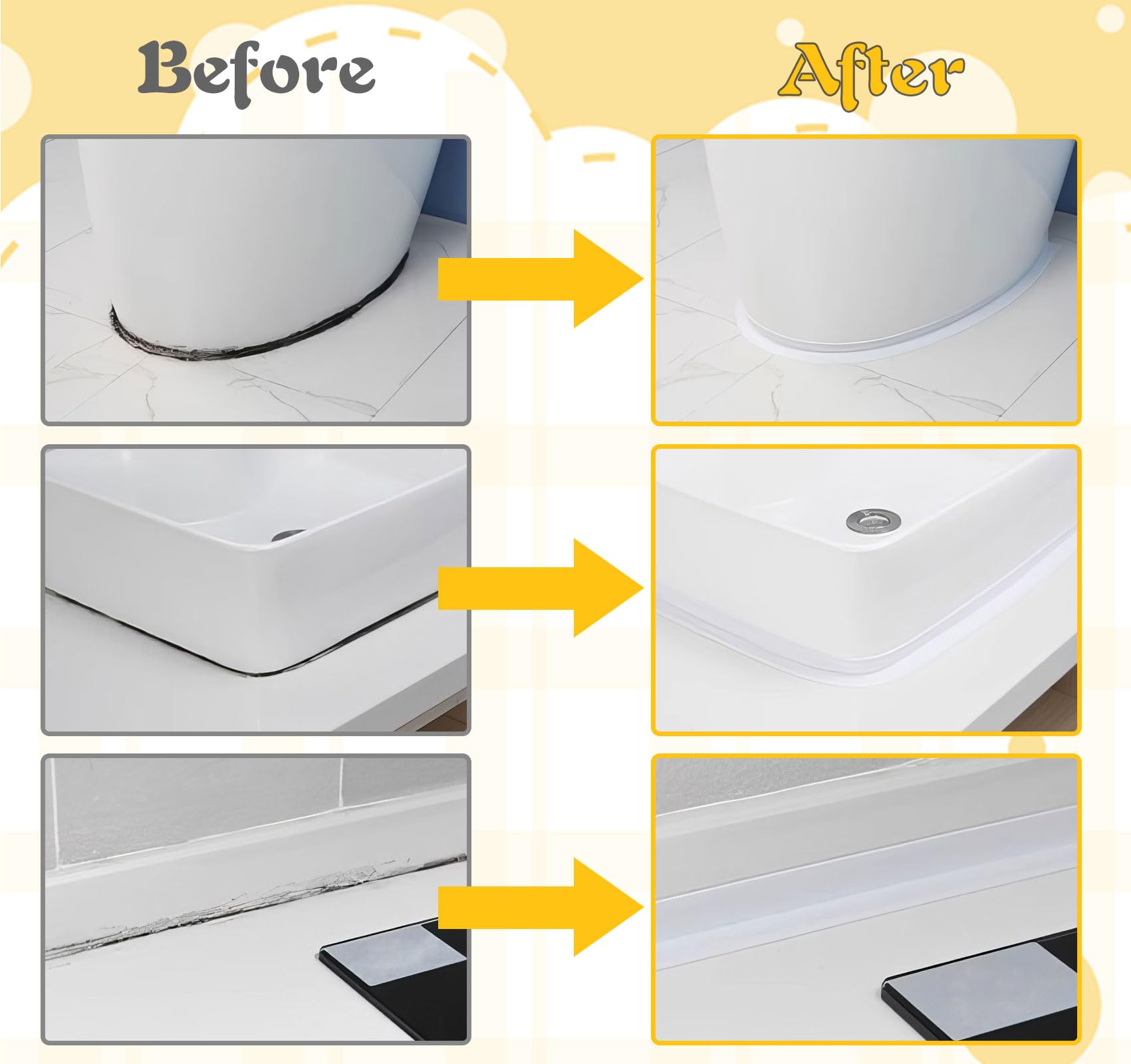 Caulk Tape Waterproof Self Adhesive Widened White Toilet Caulk Sealant Tape