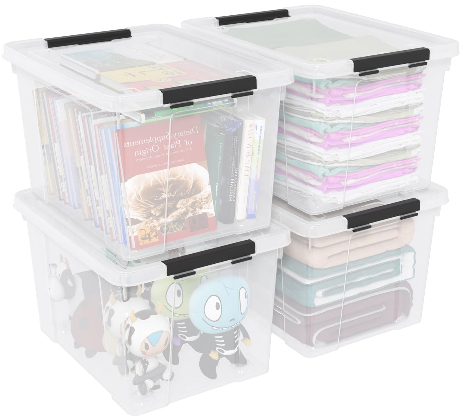 50 Quart Large Clear Plastic Storage Boxes Bin with Lid (4 Count)