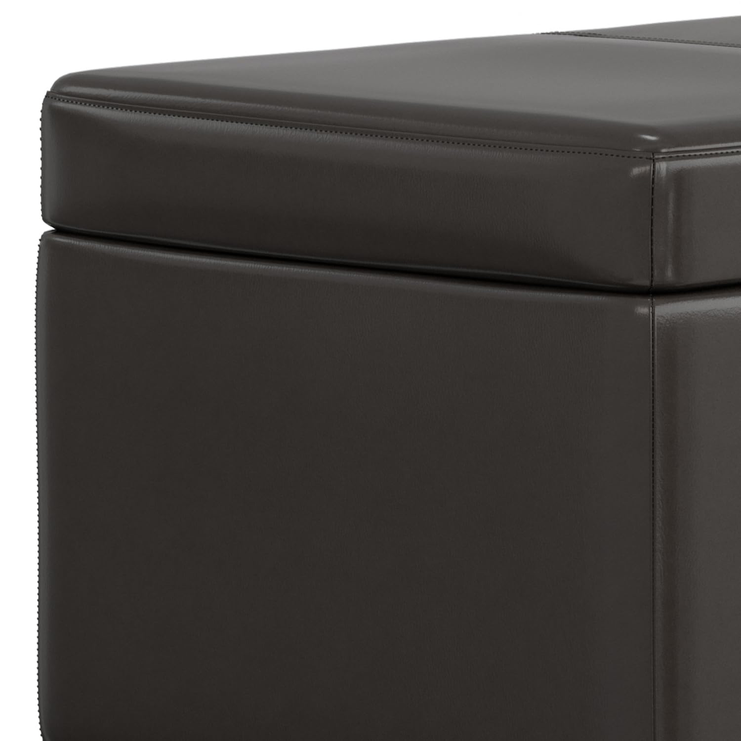 Avalon 44" Wide Vegan Leather Storage Ottoman in Tanners Brown