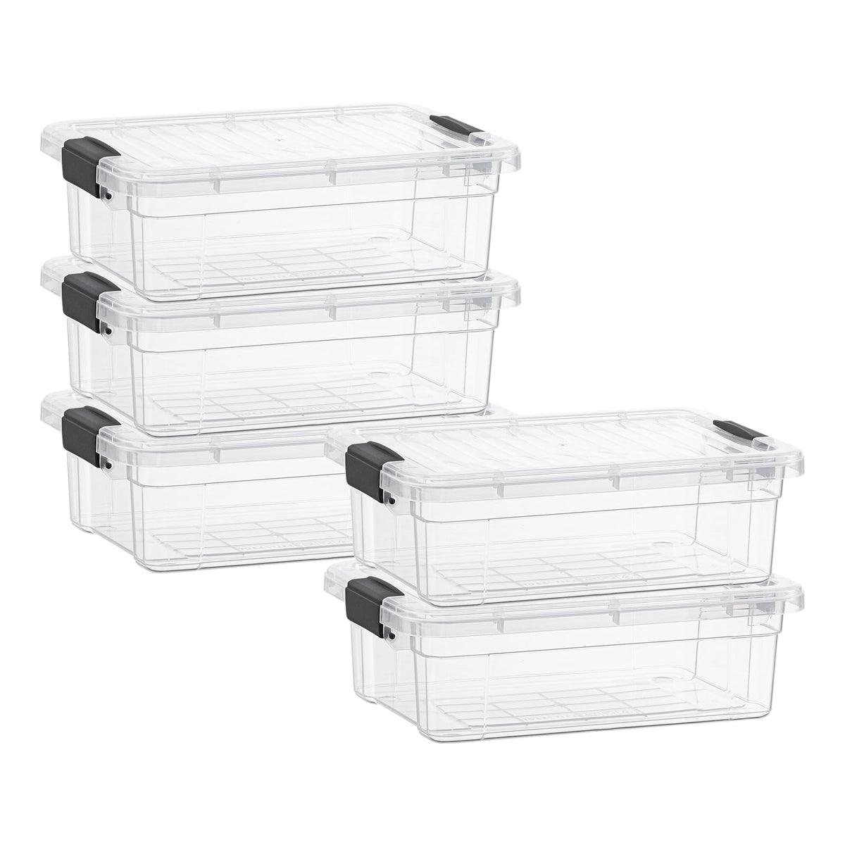 4.5 Quart Clear Plastic Storage Containers with Lids (5 Count)