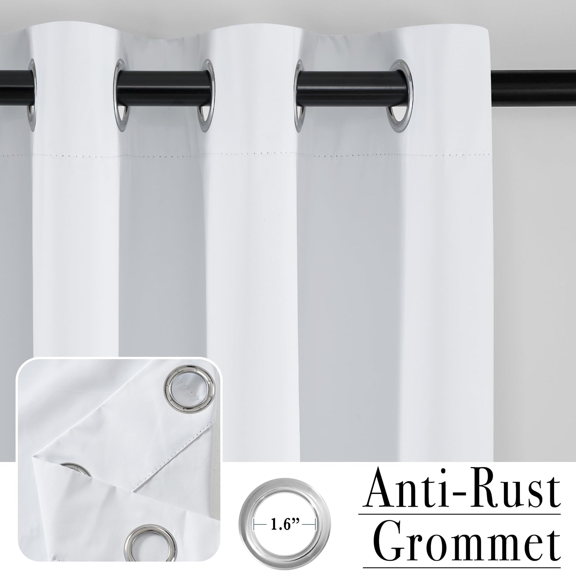 White 100% Blackout Short Curtains for Kitchen Over Sink (2 Count)